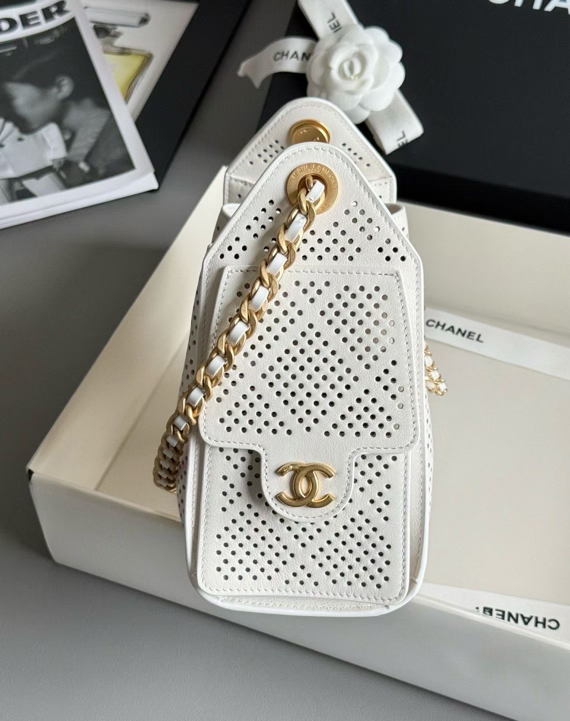 CHANEL 25 MINI Perforated Calfskin Handbag - image 4