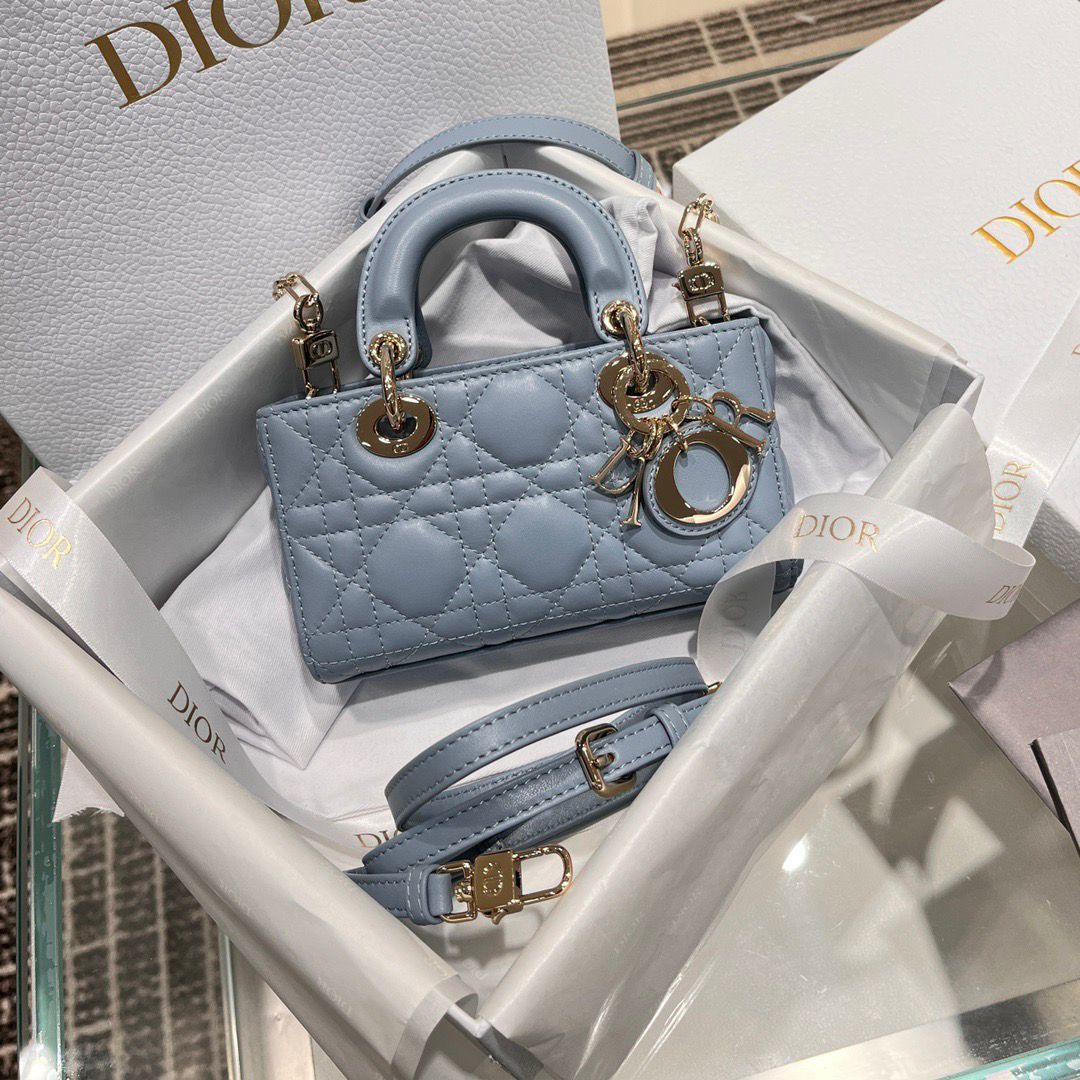 Micro Lady D-Joy Cannage Lambskin Blue - image 2