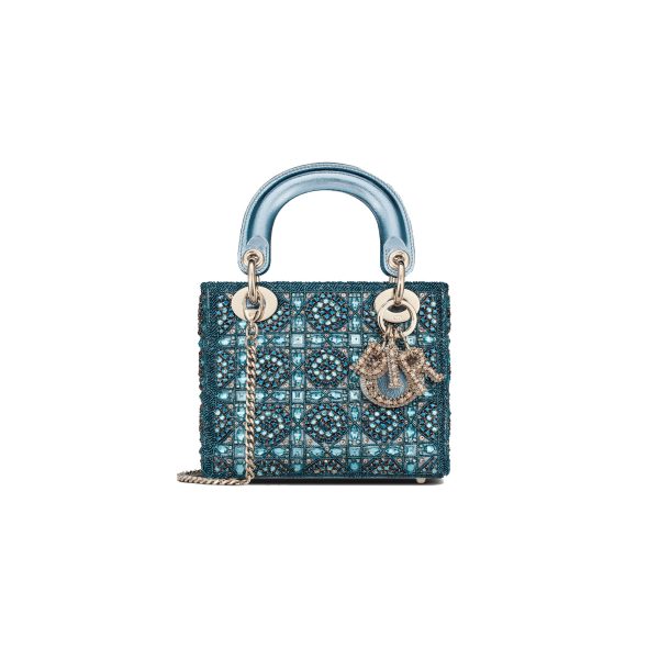 Mini Lady dior Embroidered Pearl Decoration, Calfskin and Satin