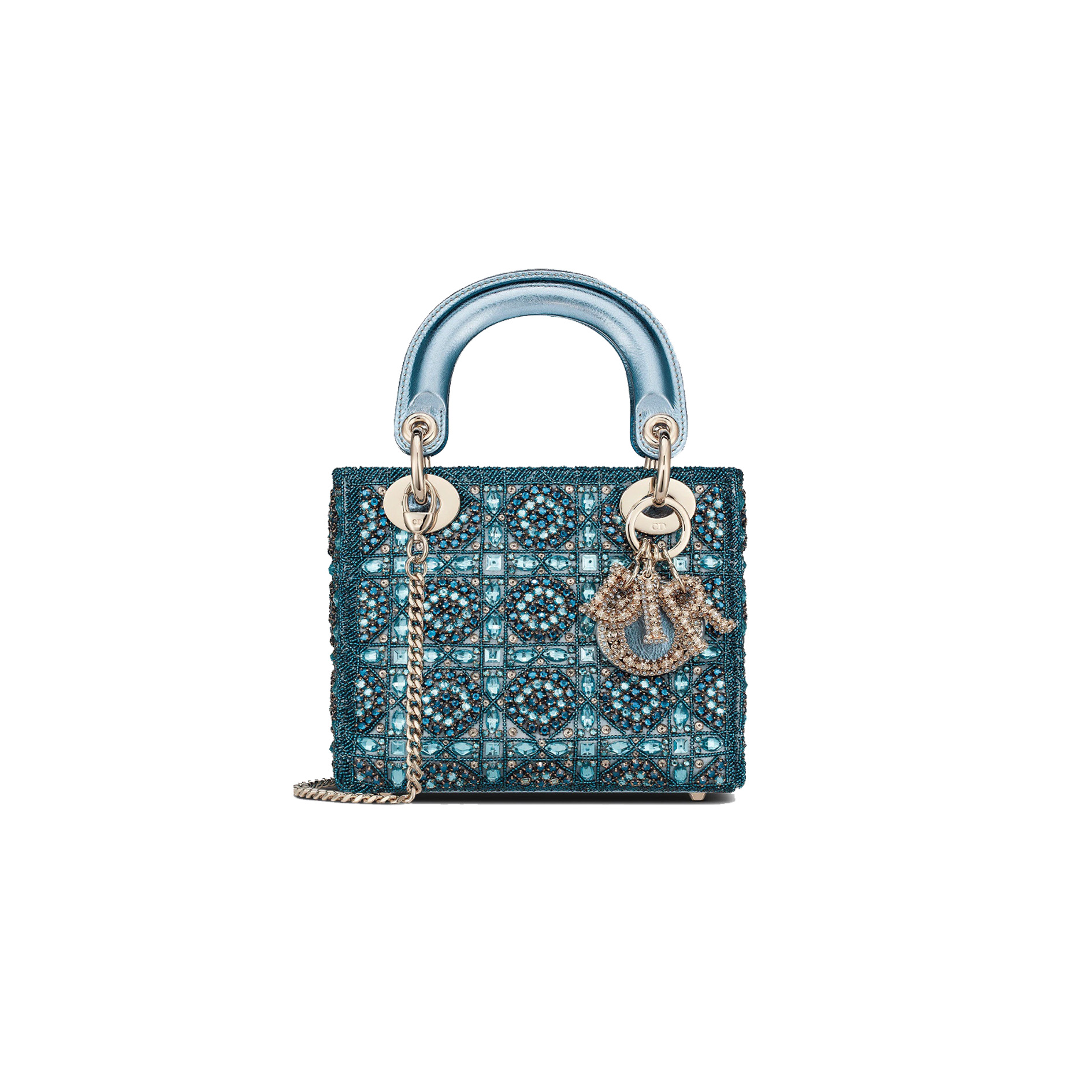 Mini Lady dior Embroidered Pearl Decoration, Calfskin and Satin