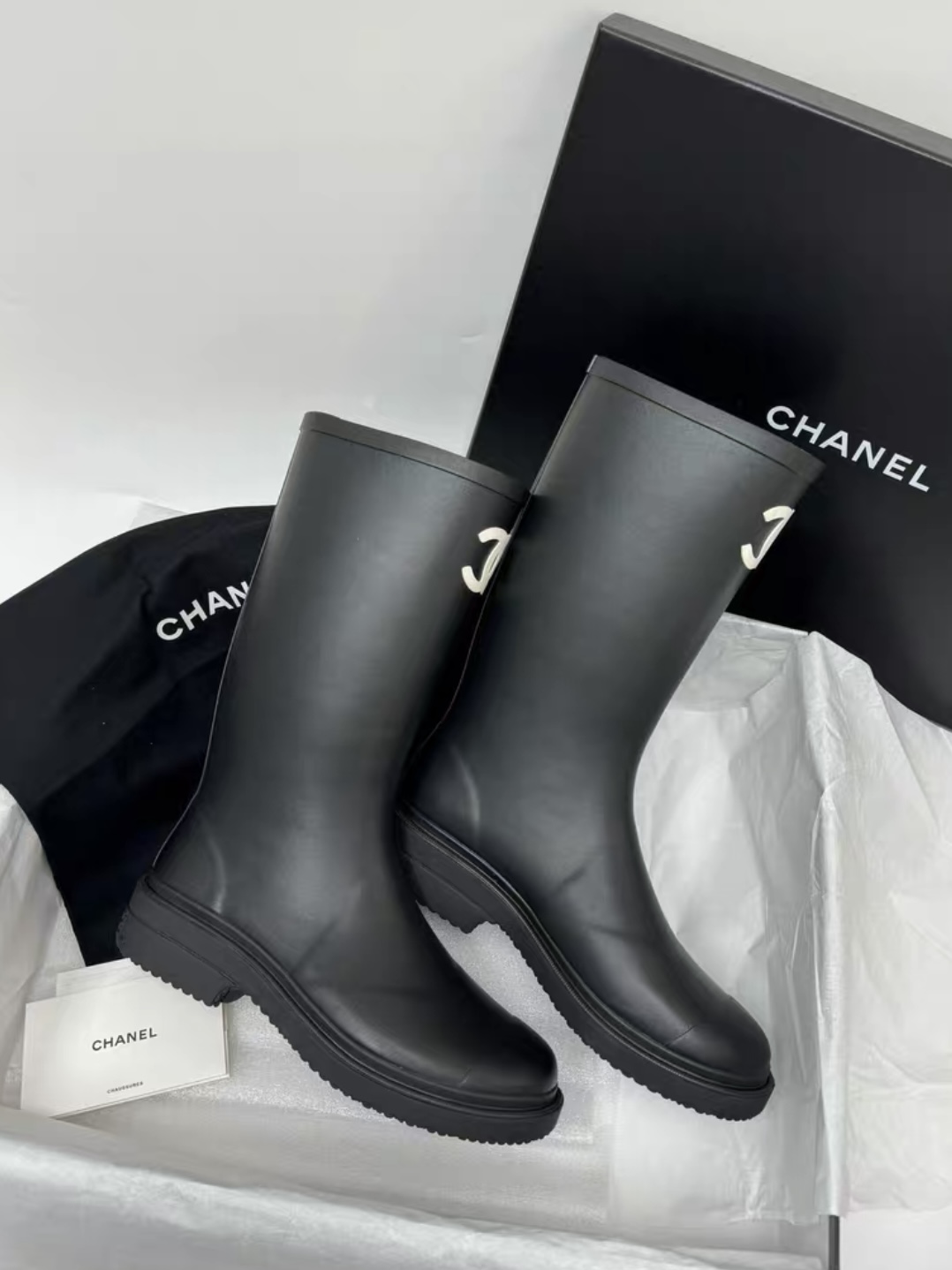 CHANEL Rain Wellington Rubber Boots - image 3