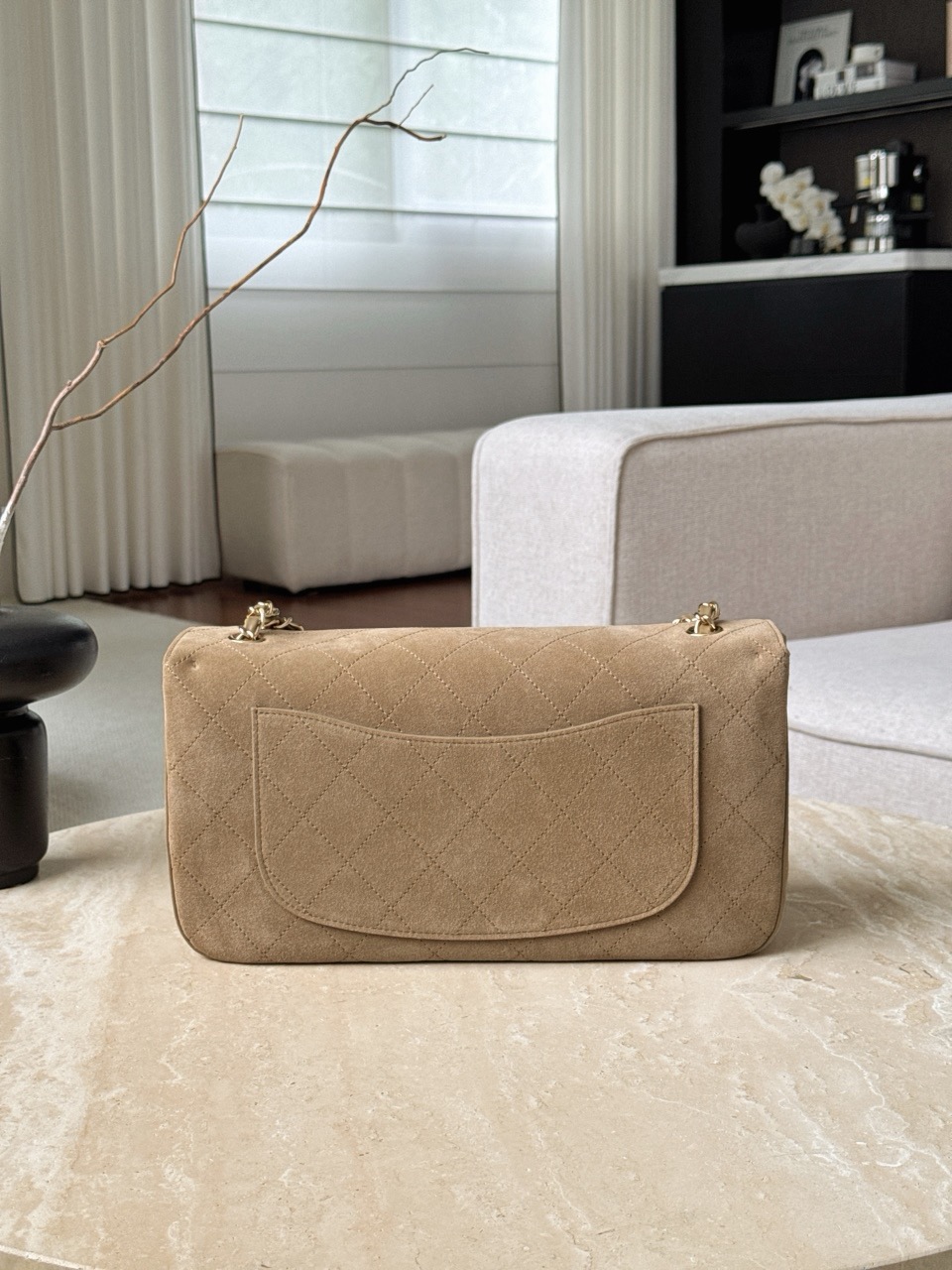 CHANEL Maxi Flap Bag Suede Calfskin In Dark Beige - image 3