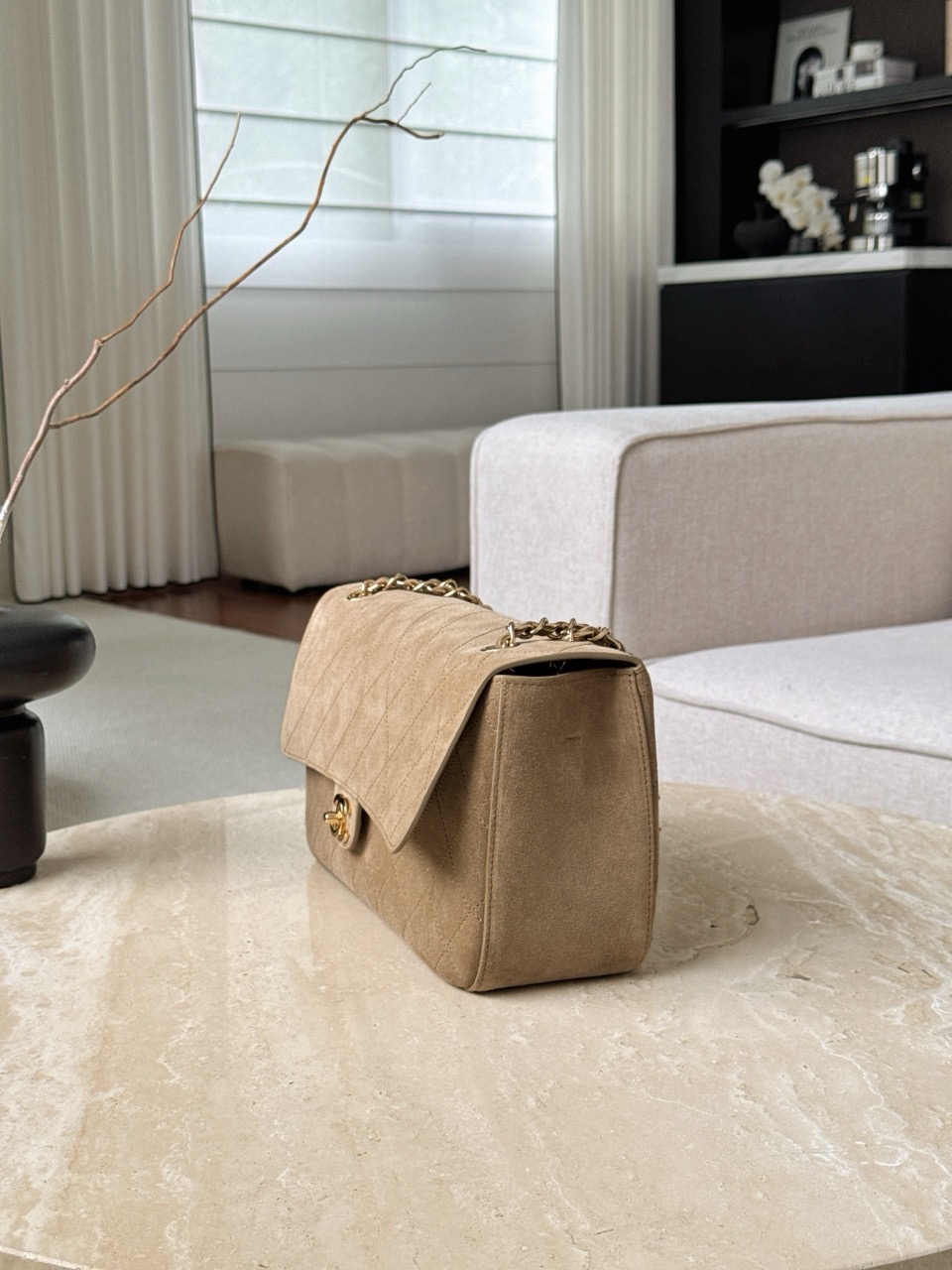 CHANEL Maxi Flap Bag Suede Calfskin In Dark Beige - image 4