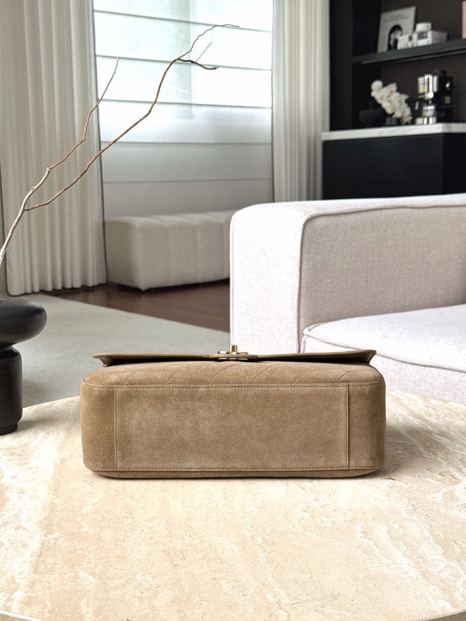 CHANEL Maxi Flap Bag Suede Calfskin In Dark Beige - image 5