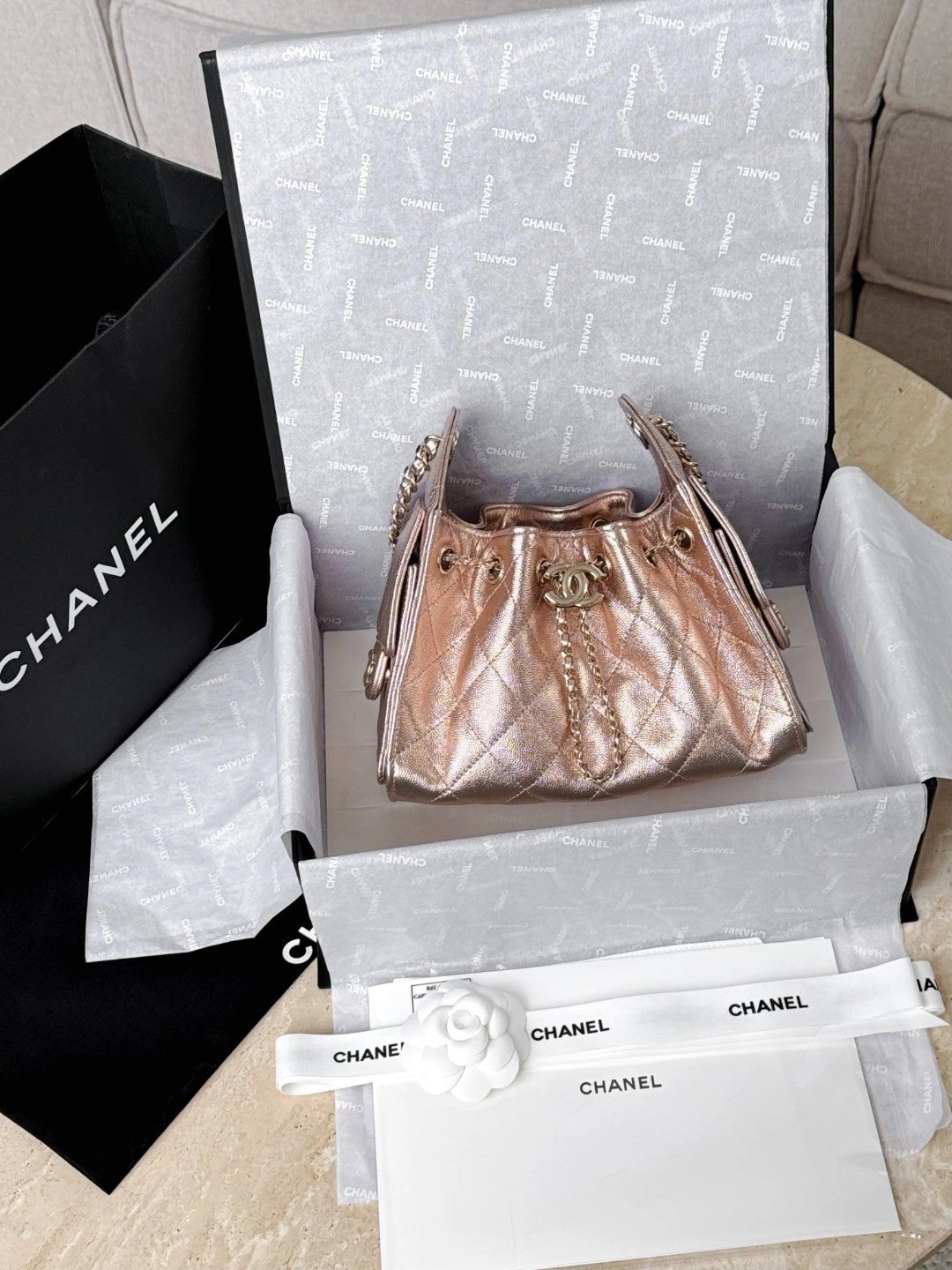CHANEL 26C 25Bag Caviar leather In Metallic Rose Pink - image 10