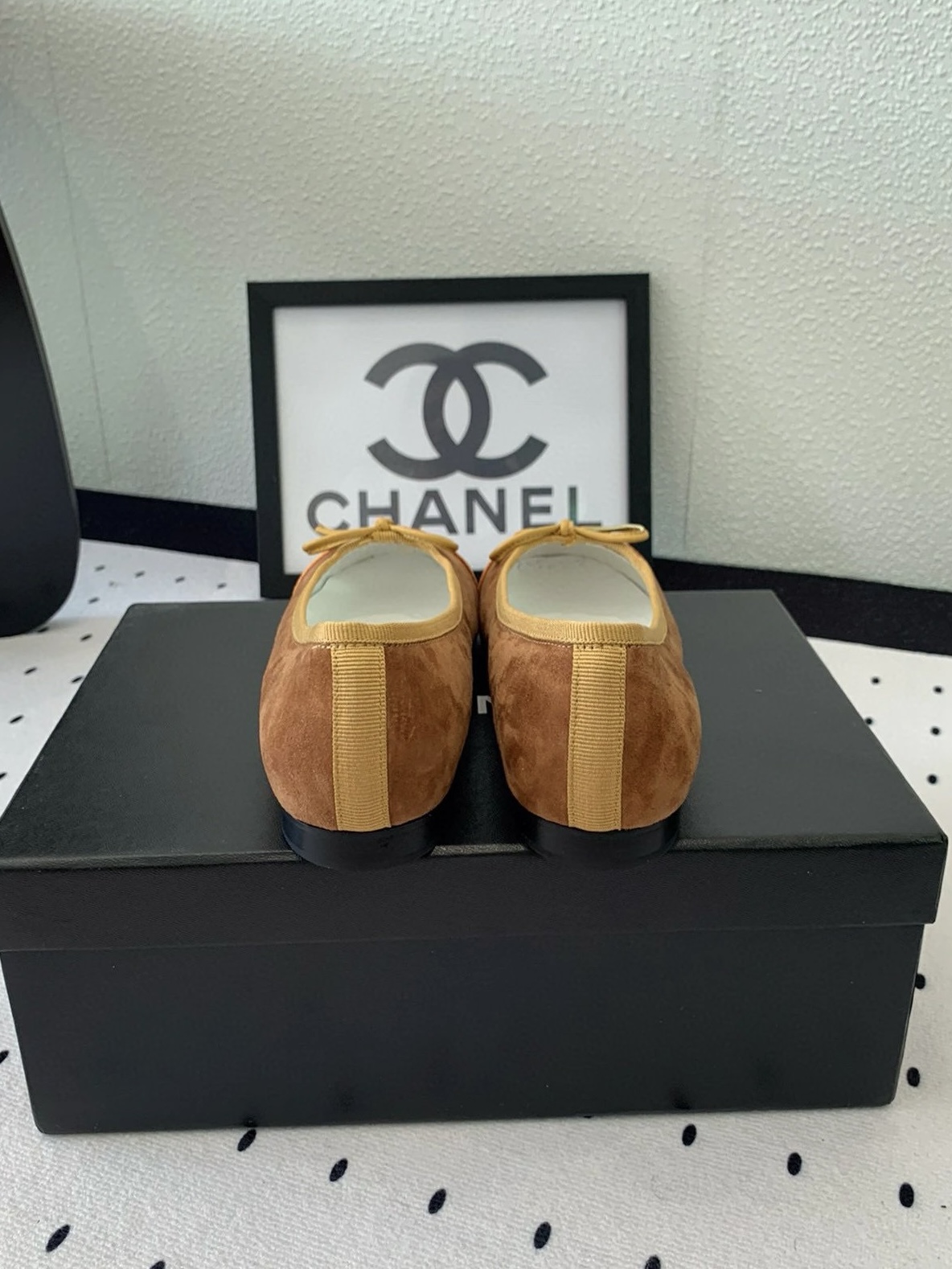 CHANEL Velvet Cap Toe CC Ballerina Flats - image 4