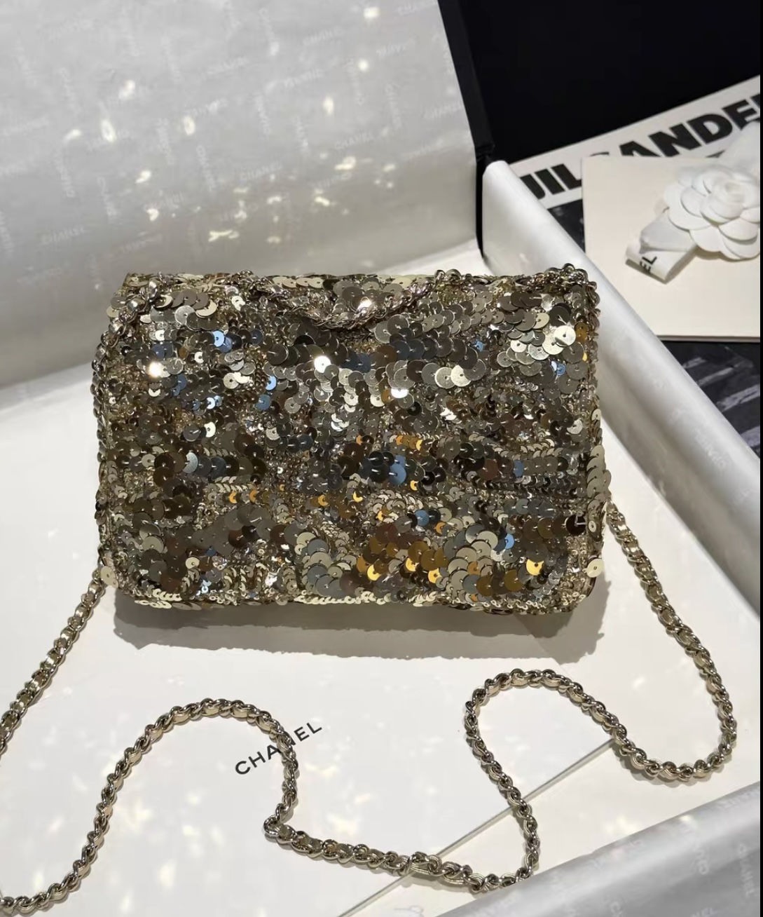 CHANEL Flap Bag Handmade Beaded Sequins - image 2