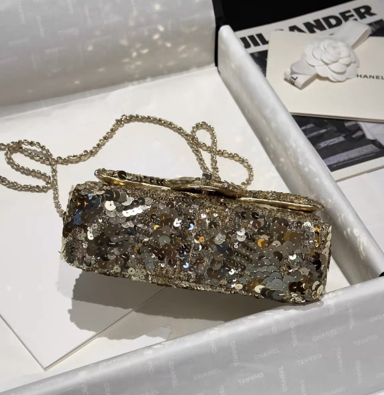 CHANEL Flap Bag Handmade Beaded Sequins - image 5