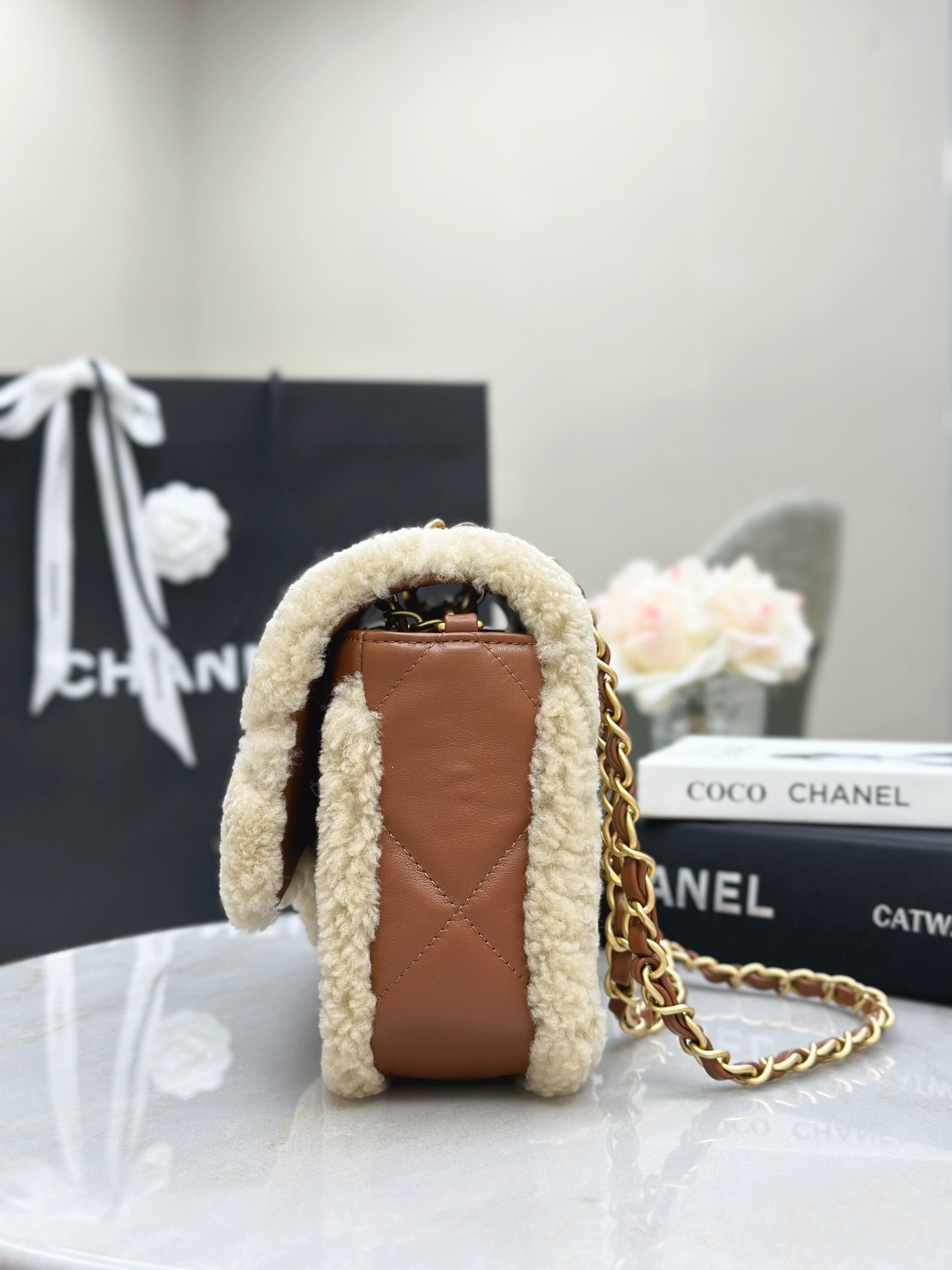 CHANEL 24K Teddy Bear-Shearling Flap Bag - image 3