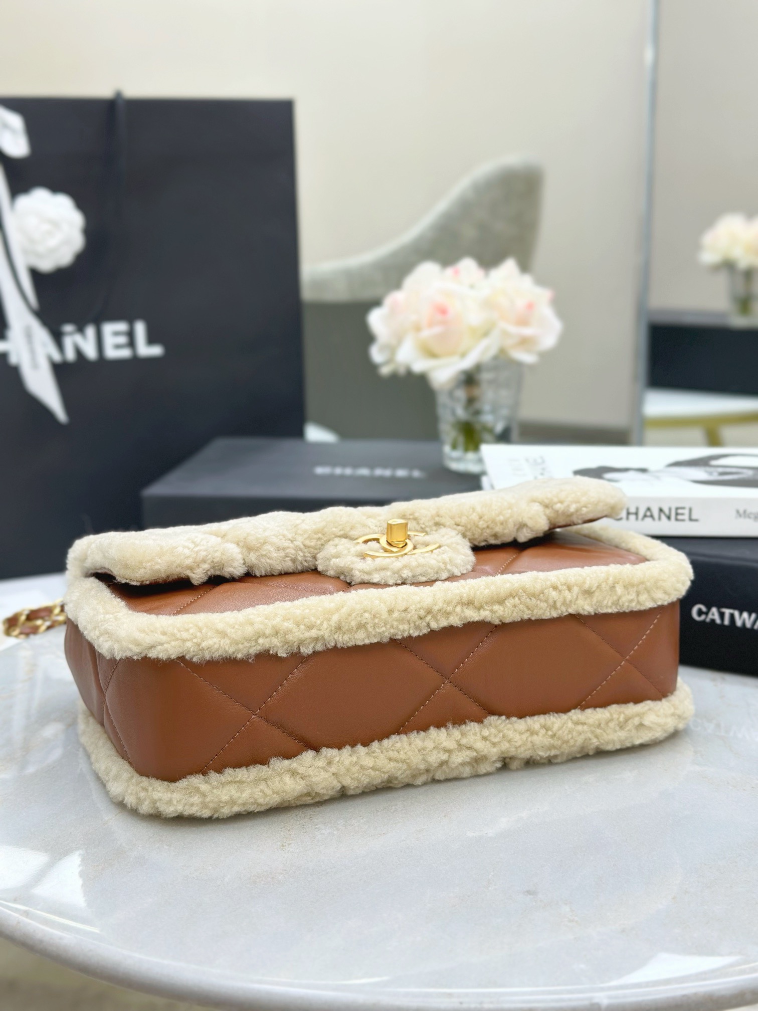 CHANEL 24K Teddy Bear-Shearling Flap Bag - image 6