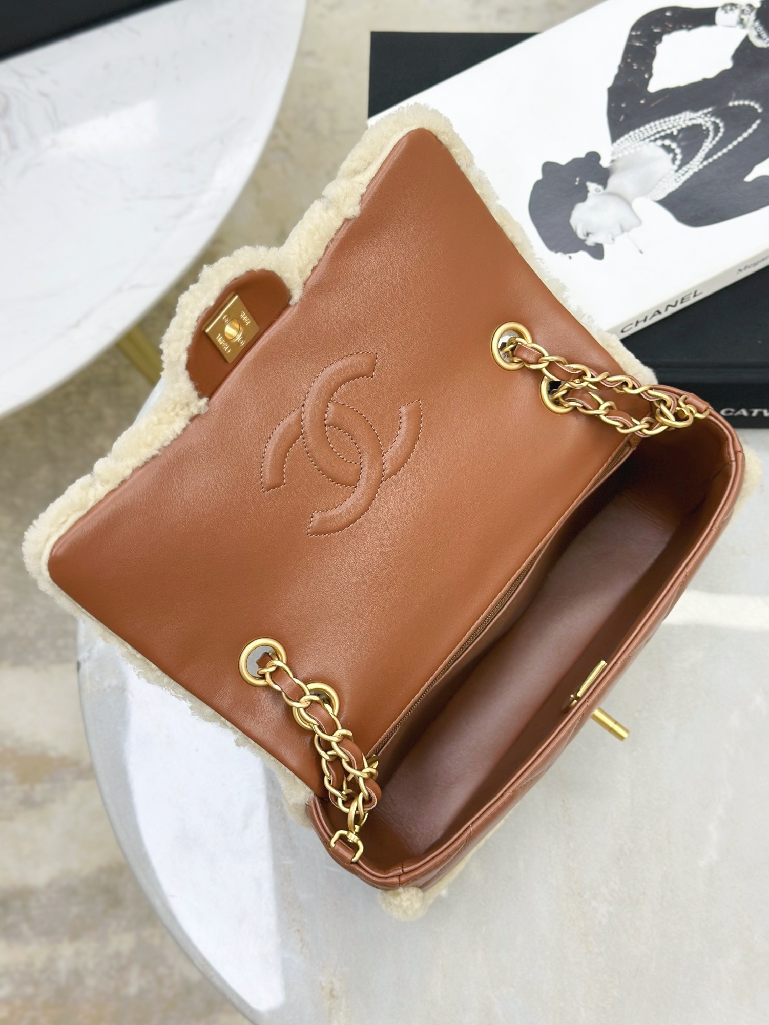 CHANEL 24K Teddy Bear-Shearling Flap Bag - image 7