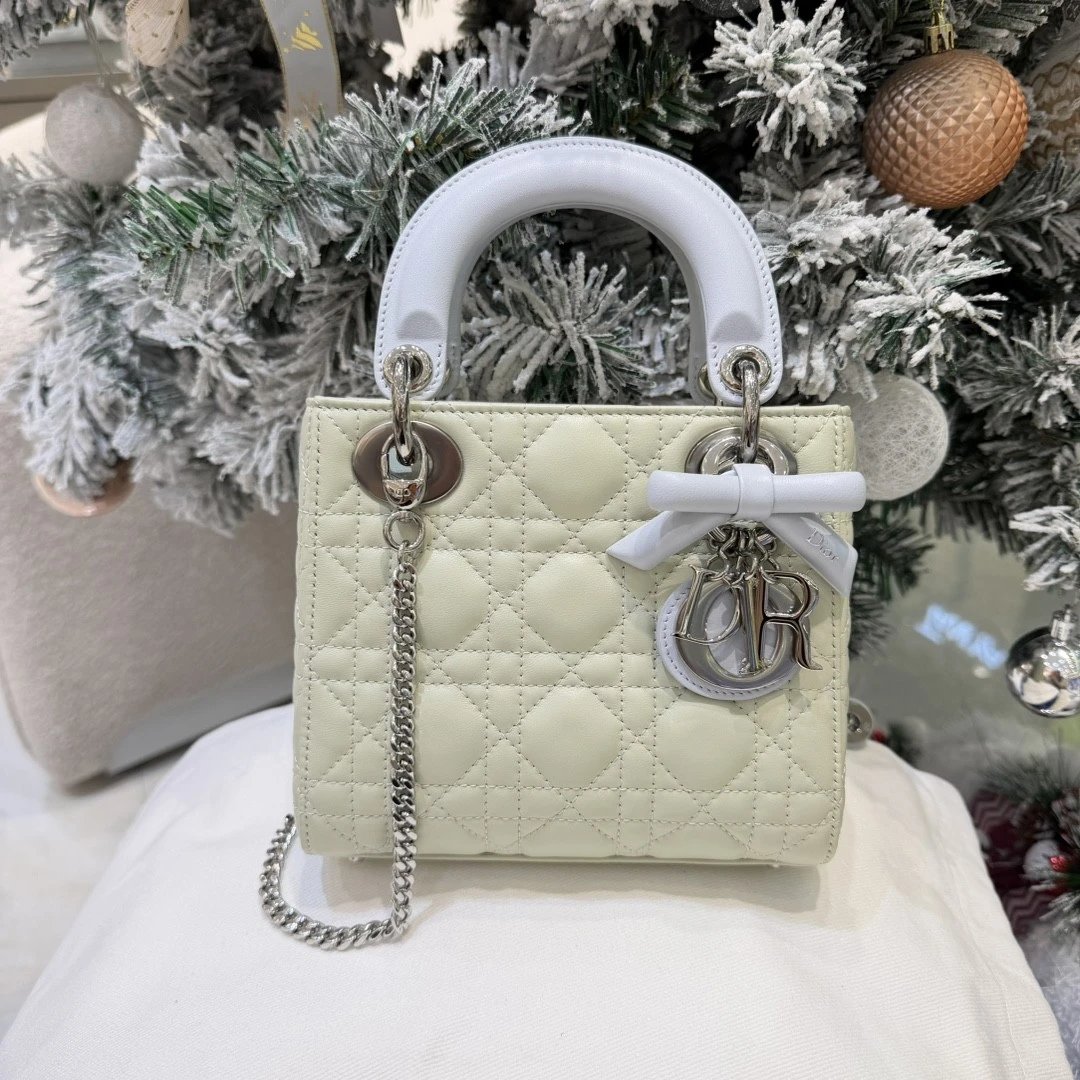 Mini Lady Dior Bag with Chain Two-Tone Green and Blue Cannage Lambskin - image 2