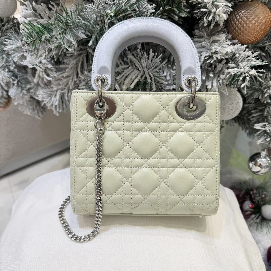 Mini Lady Dior Bag with Chain Two-Tone Green and Blue Cannage Lambskin - image 3
