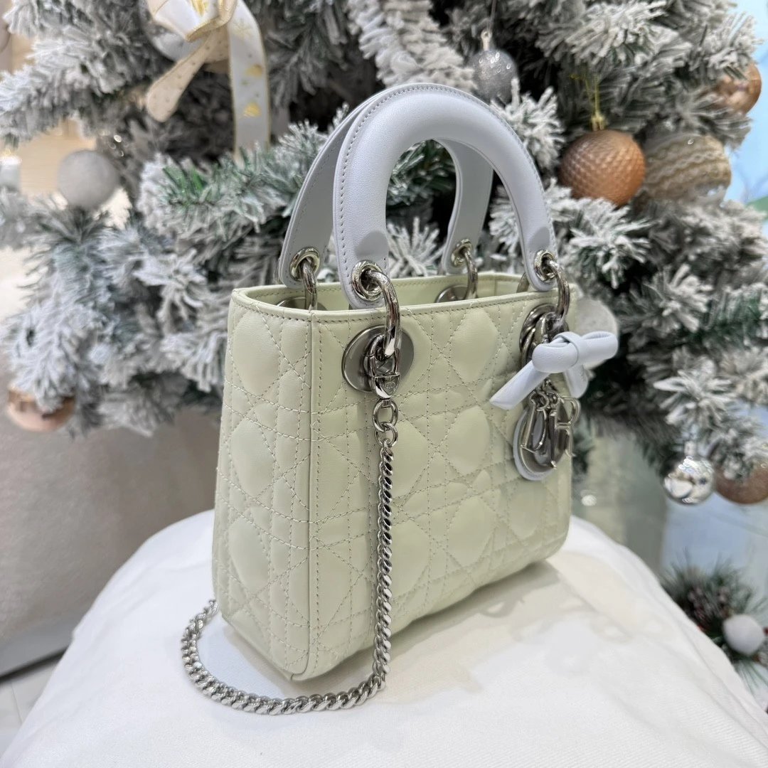 Mini Lady Dior Bag with Chain Two-Tone Green and Blue Cannage Lambskin - image 4