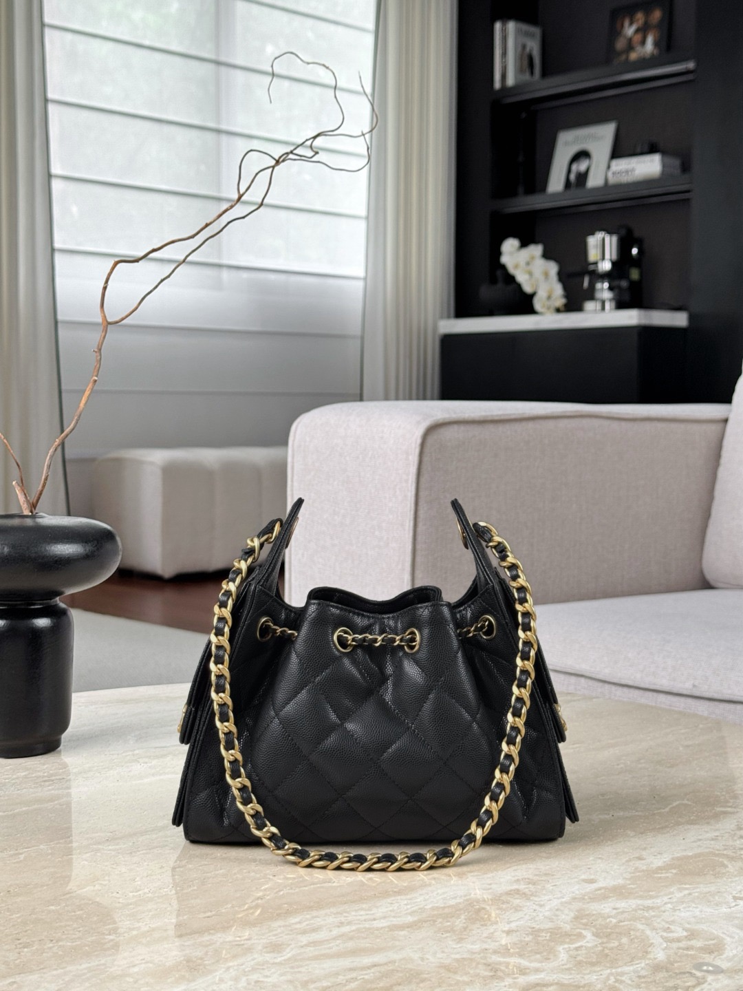 CHANEL 26C MINI Hobo Bag Grained Calfskin In Black - image 3