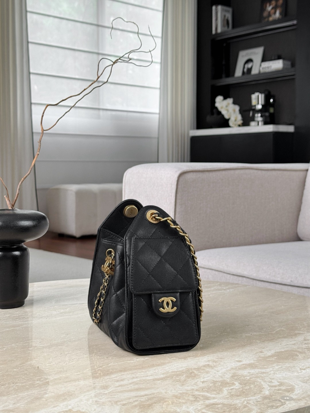 CHANEL 26C MINI Hobo Bag Grained Calfskin In Black - image 4