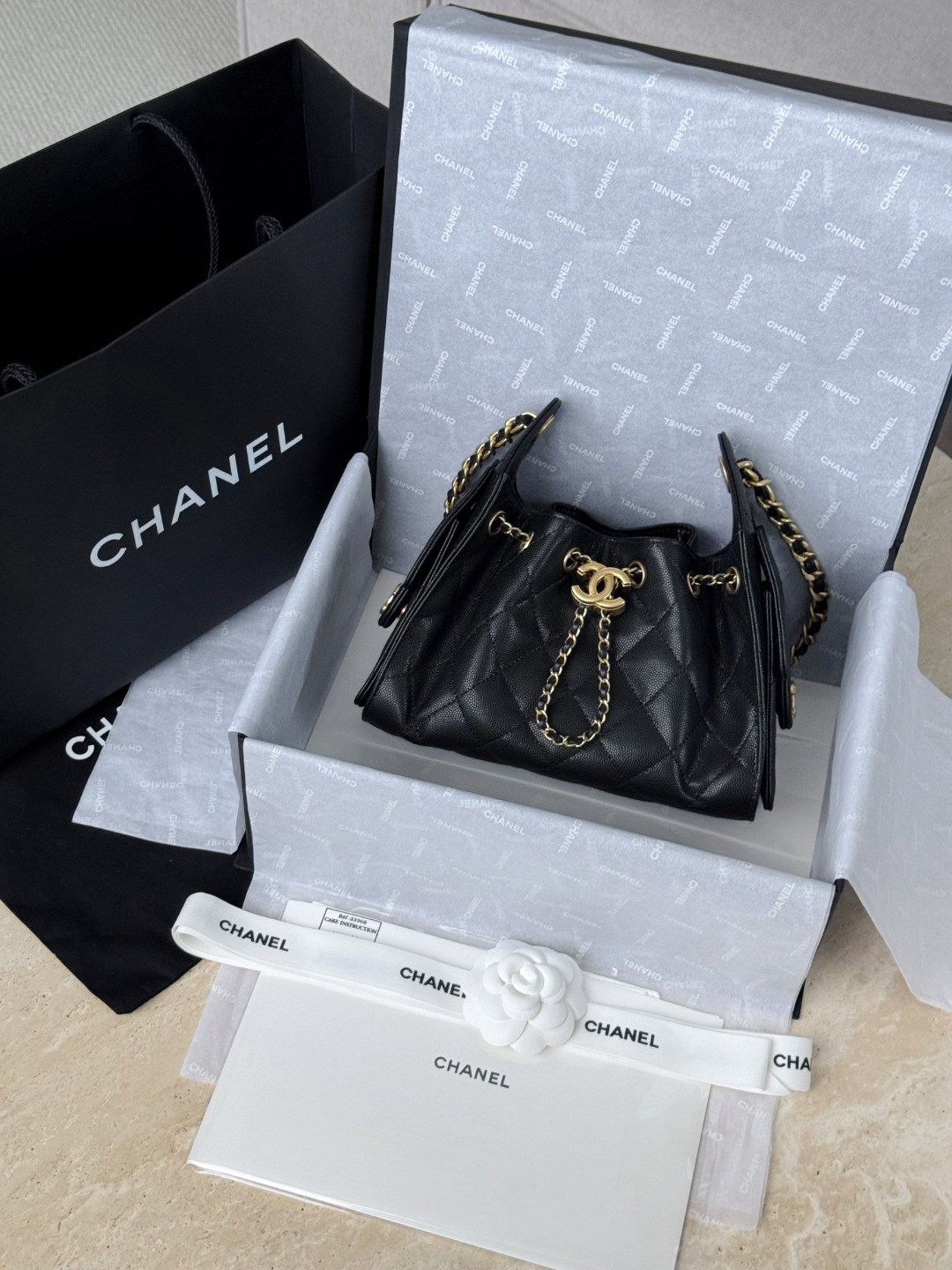 CHANEL 26C MINI Hobo Bag Grained Calfskin In Black - image 8