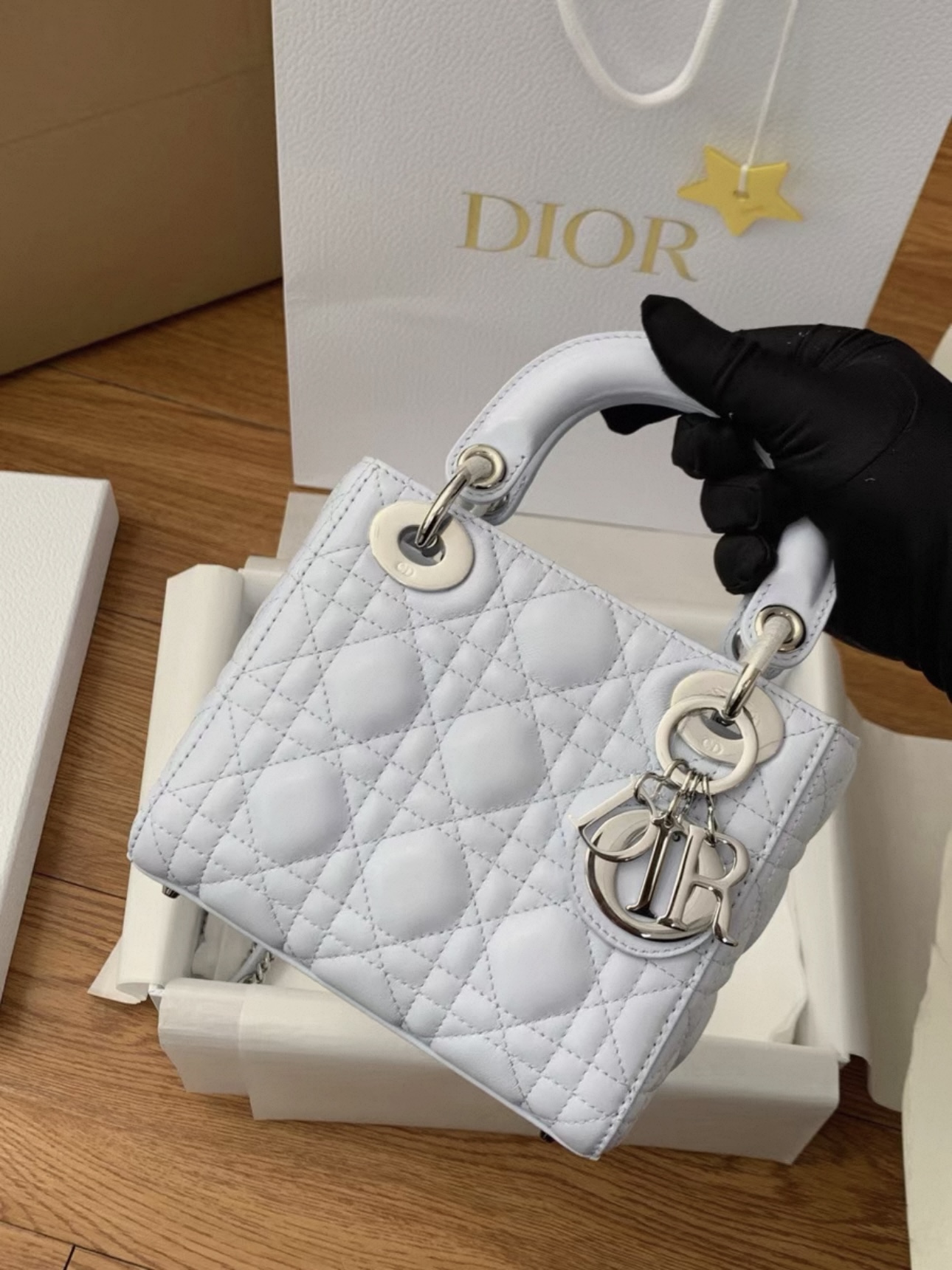 Mini Lady Dior Bag Cannage Lambskin-Glacier Blue - image 2