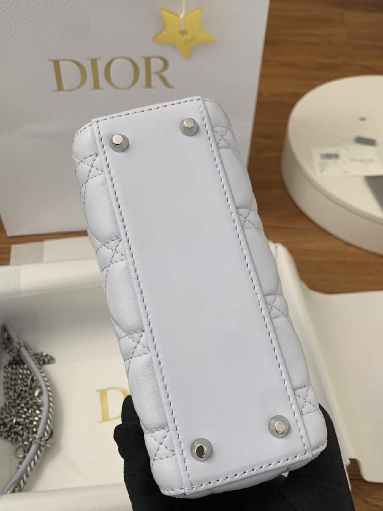 Mini Lady Dior Bag Cannage Lambskin-Glacier Blue - image 7