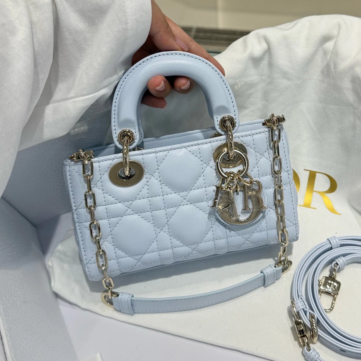 Lady D-Joy Bag Cannage Lambskin Glacier Blue - image 2