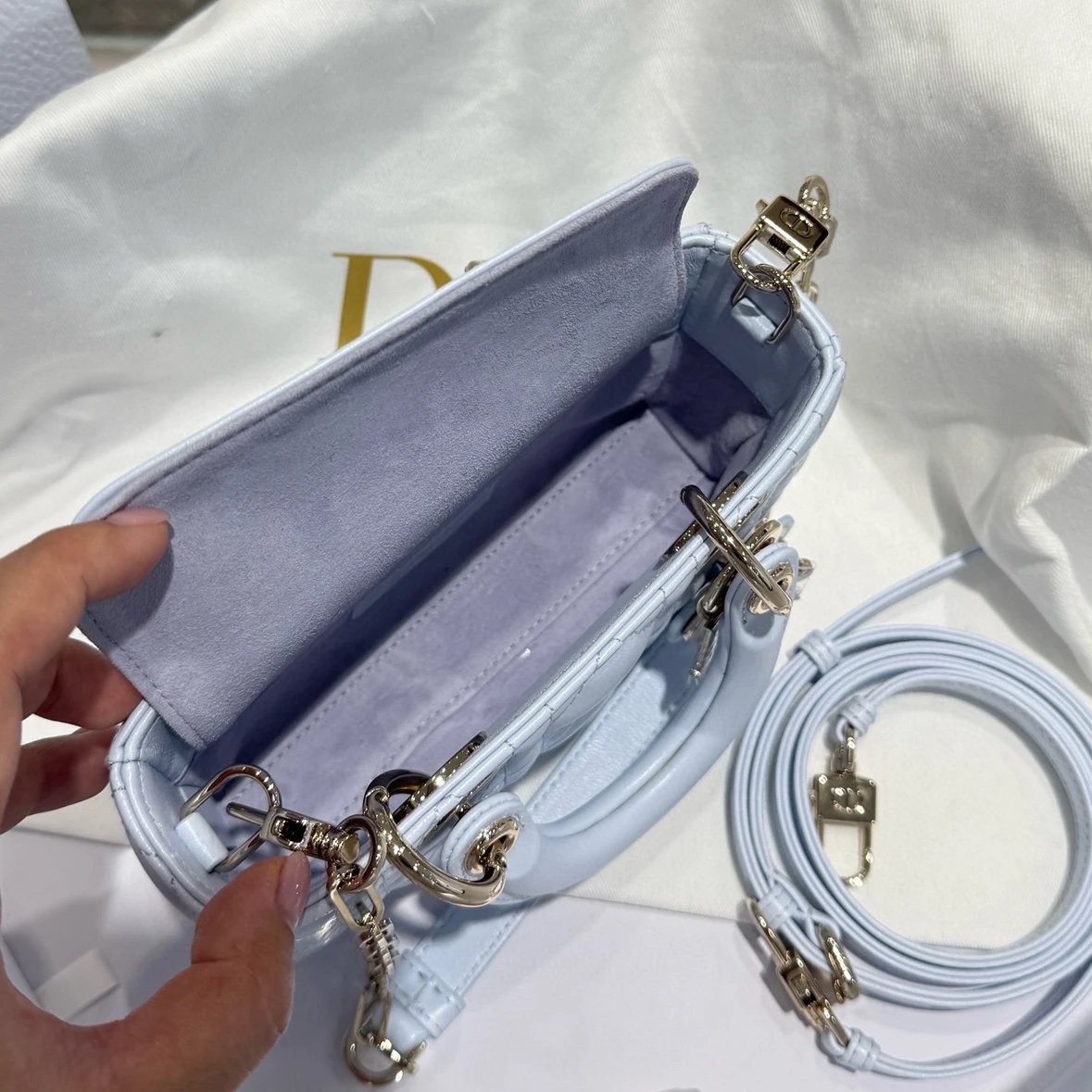 Lady D-Joy Bag Cannage Lambskin Glacier Blue - image 6
