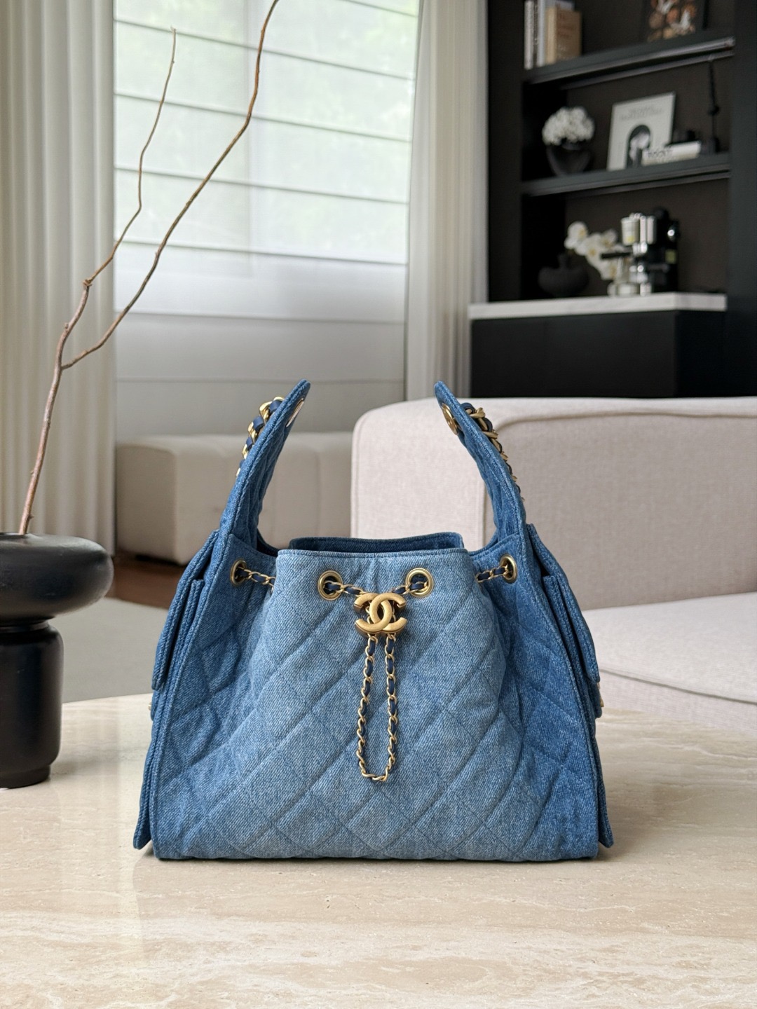 CHANEL 26P 25Bag Dark Wash Denim Blue - image 2