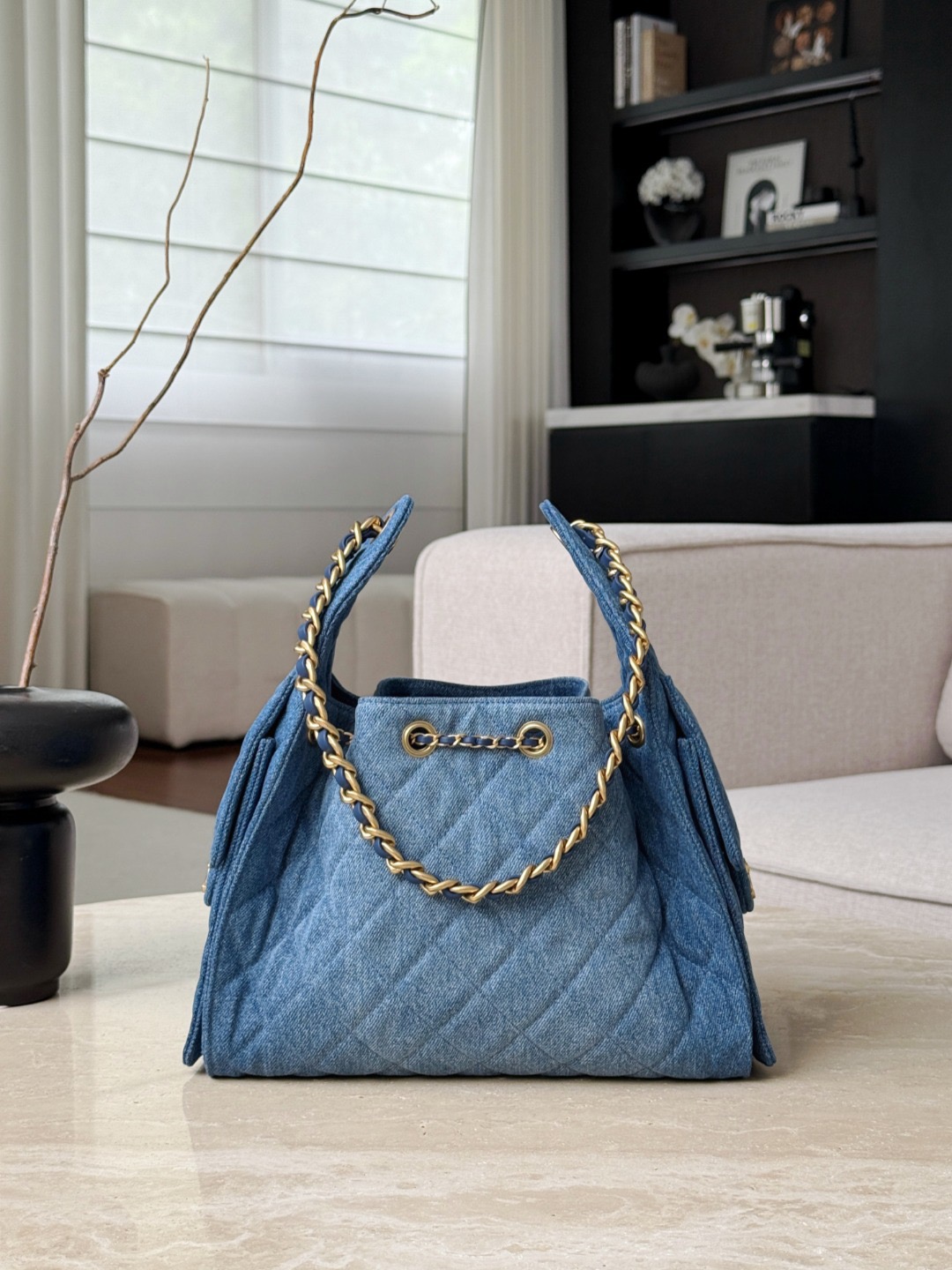CHANEL 26P 25Bag Dark Wash Denim Blue - image 3