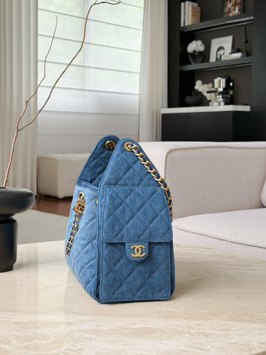CHANEL 26P 25Bag Dark Wash Denim Blue - image 4