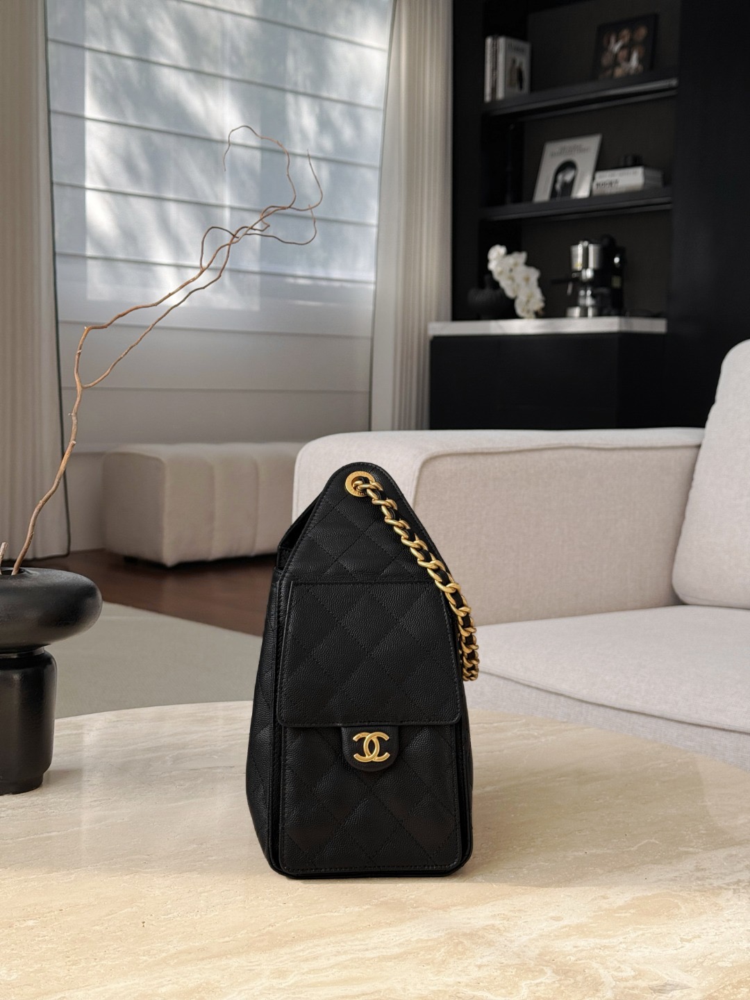 CHANEL 25C Hobo Bag In Black - image 4