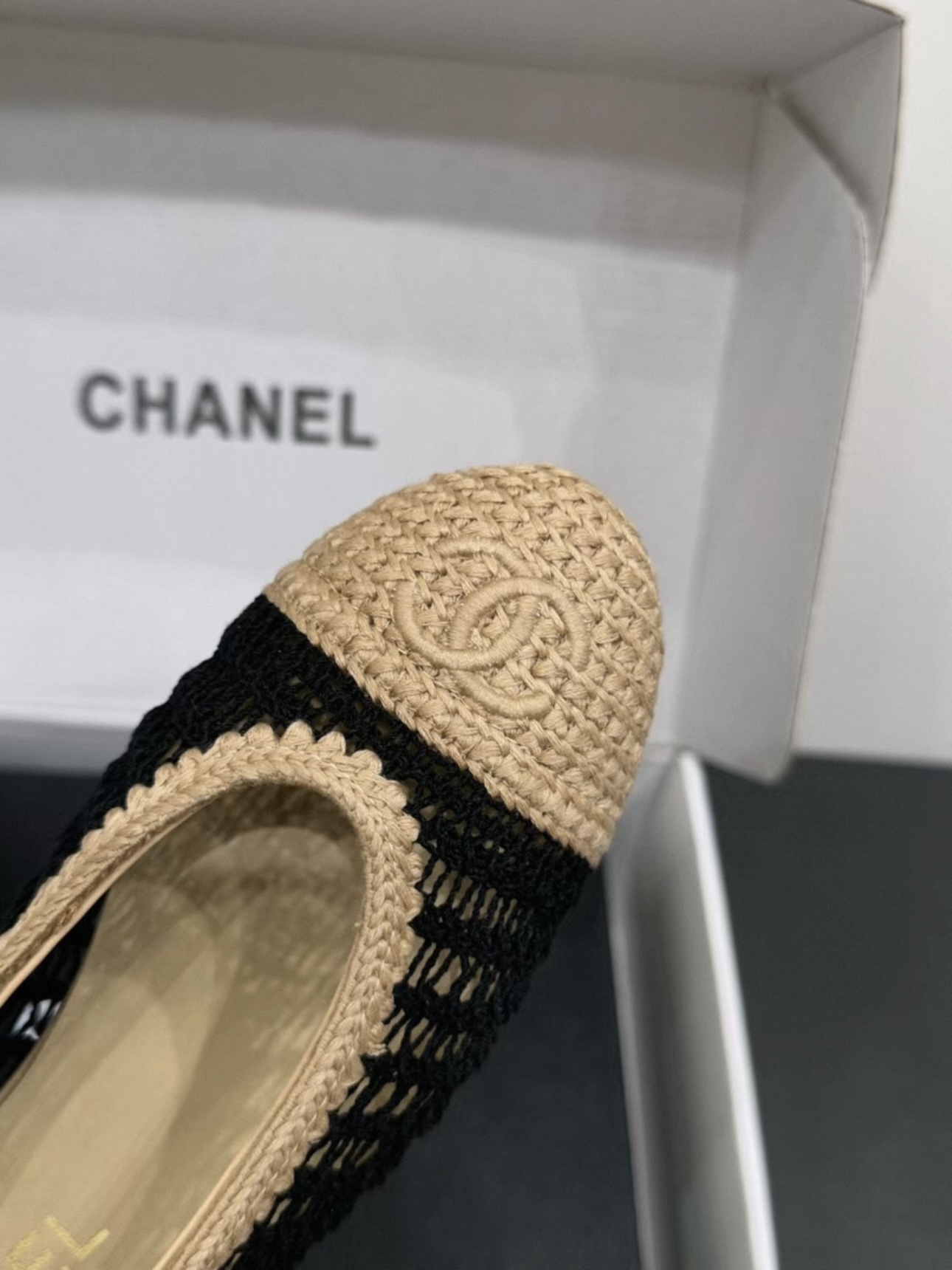 CHANEL Raffia Cap Toe Ballerina Flats - image 7