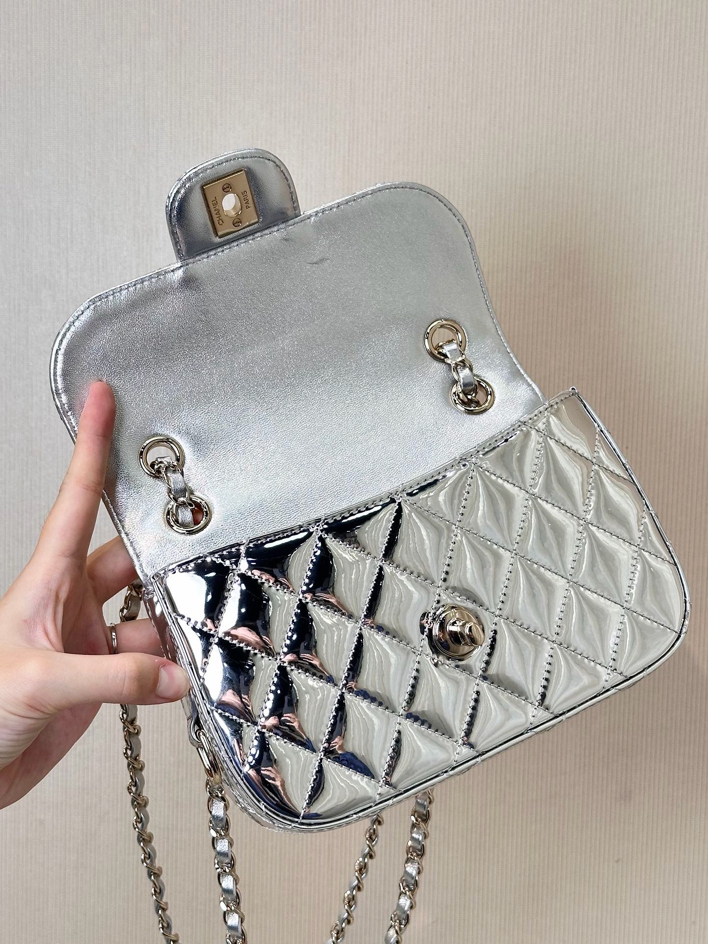 CHANEL Patent Leather Flap Star Bag - image 6