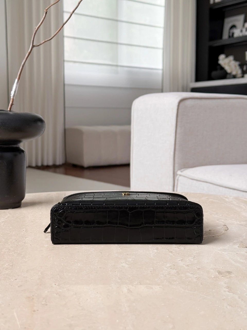 CHANEL Vanity Bag Calfskin Crocodile Embossed Black - image 5