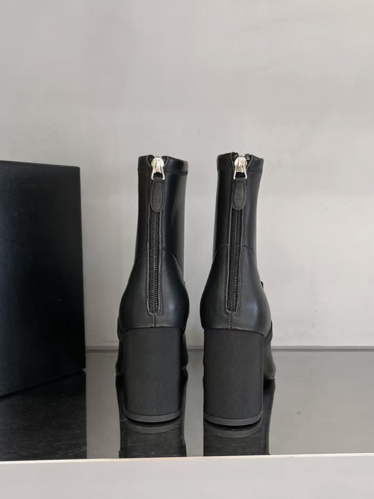 CHANEL Boot Black Booties With Bow Chic Bow - image 7