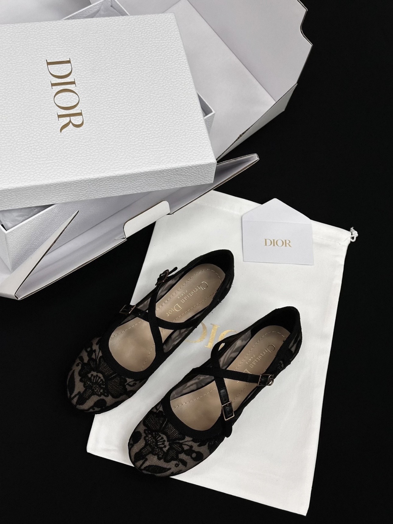 DIOR Very Dior Ballet Flat Transparent Mesh Embroidered with Black Millefiori Motif - image 2