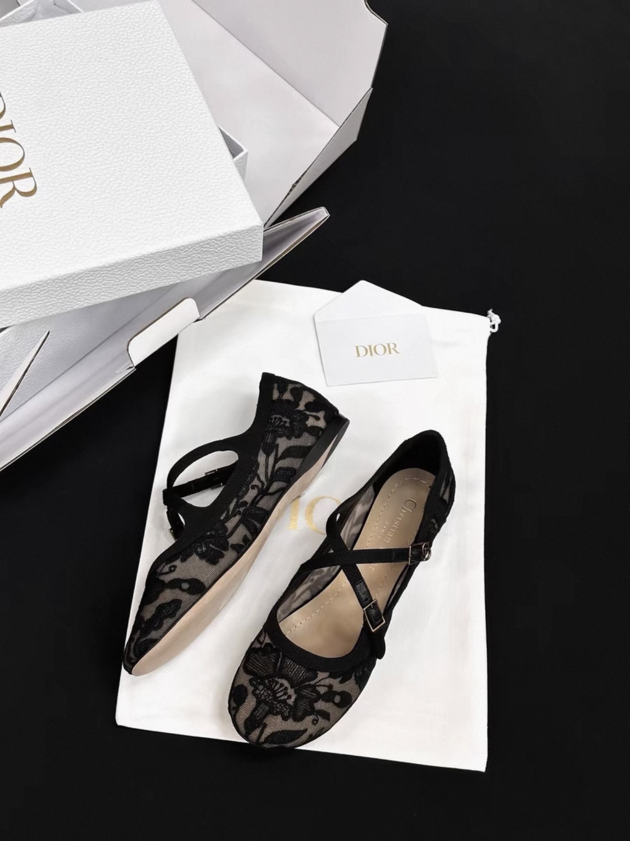 DIOR Very Dior Ballet Flat Transparent Mesh Embroidered with Black Millefiori Motif - image 4