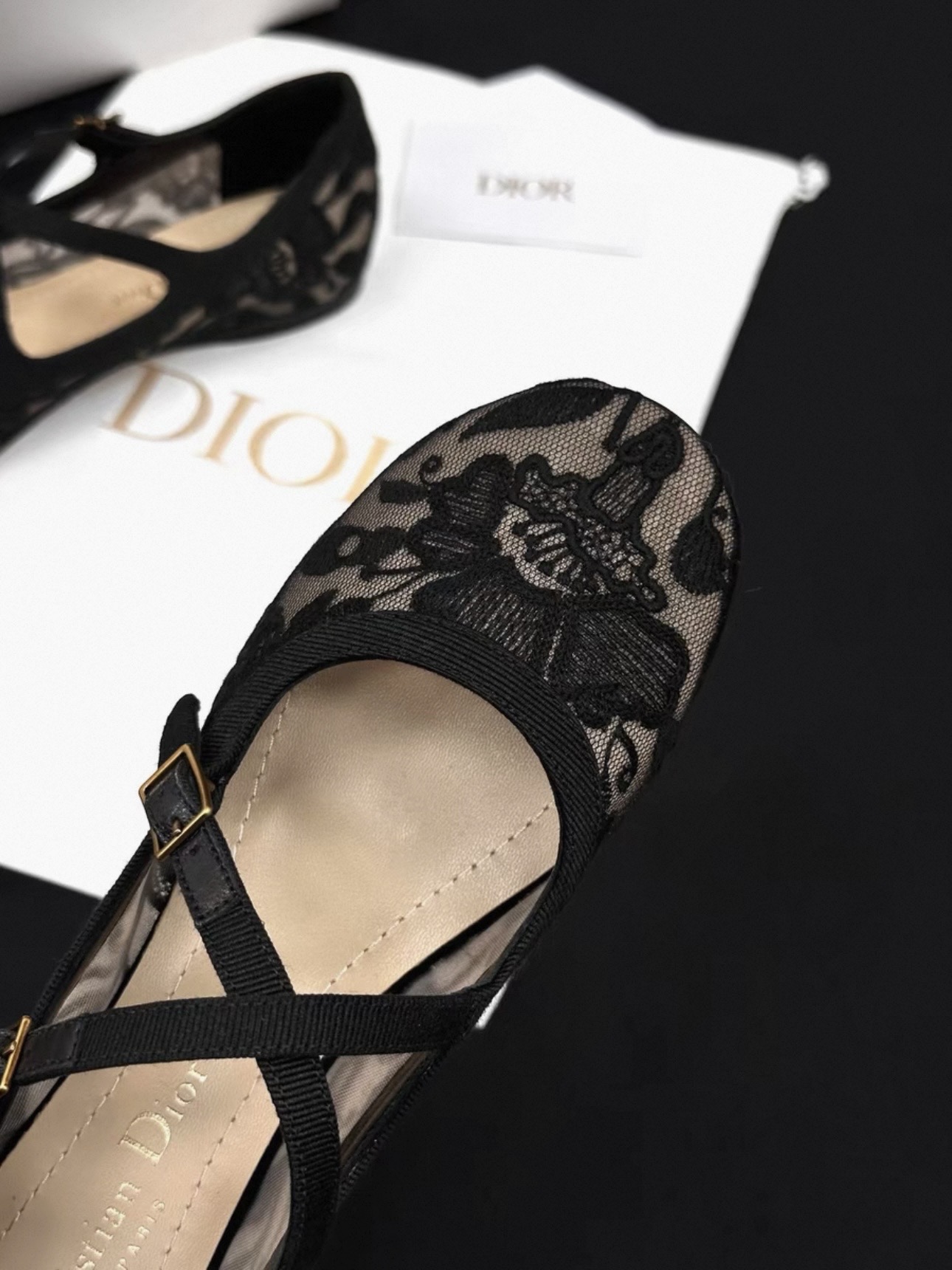 DIOR Very Dior Ballet Flat Transparent Mesh Embroidered with Black Millefiori Motif - image 5
