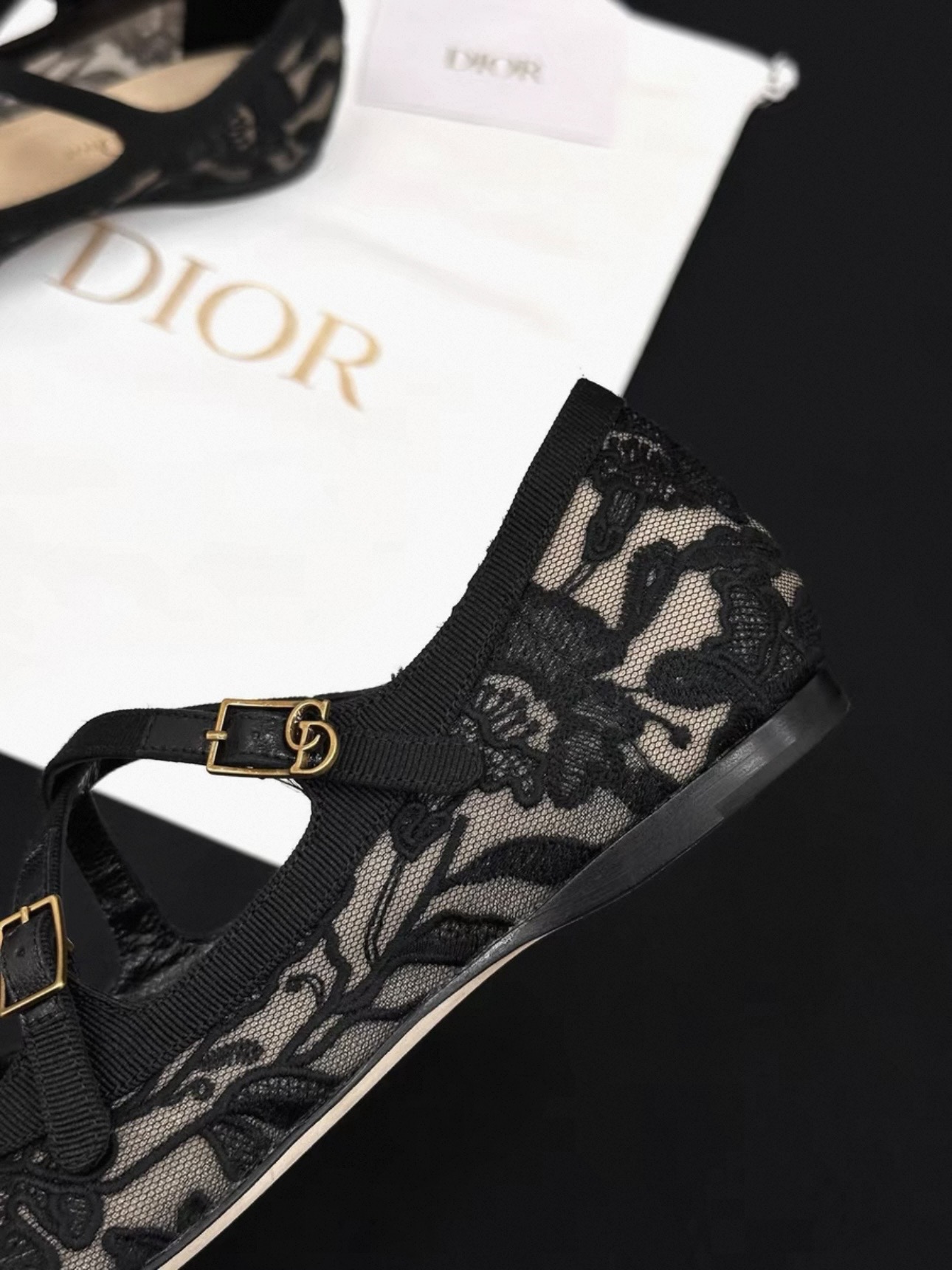 DIOR Very Dior Ballet Flat Transparent Mesh Embroidered with Black Millefiori Motif - image 6