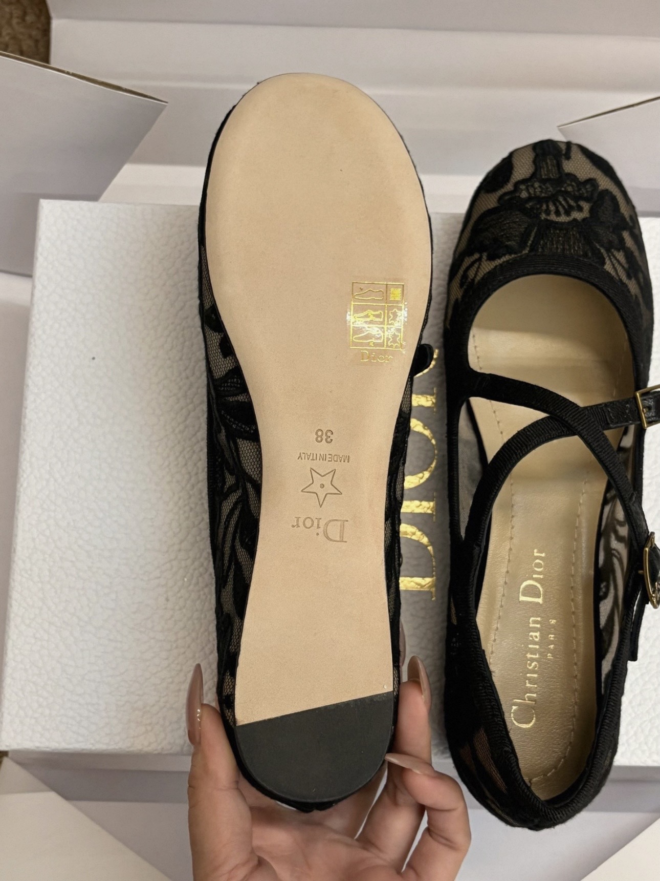DIOR Very Dior Ballet Flat Transparent Mesh Embroidered with Black Millefiori Motif - image 9
