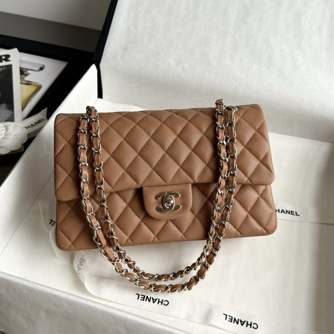 CHANEL Caramel Classique Flap Medium Handbag Caviar Leather - image 2