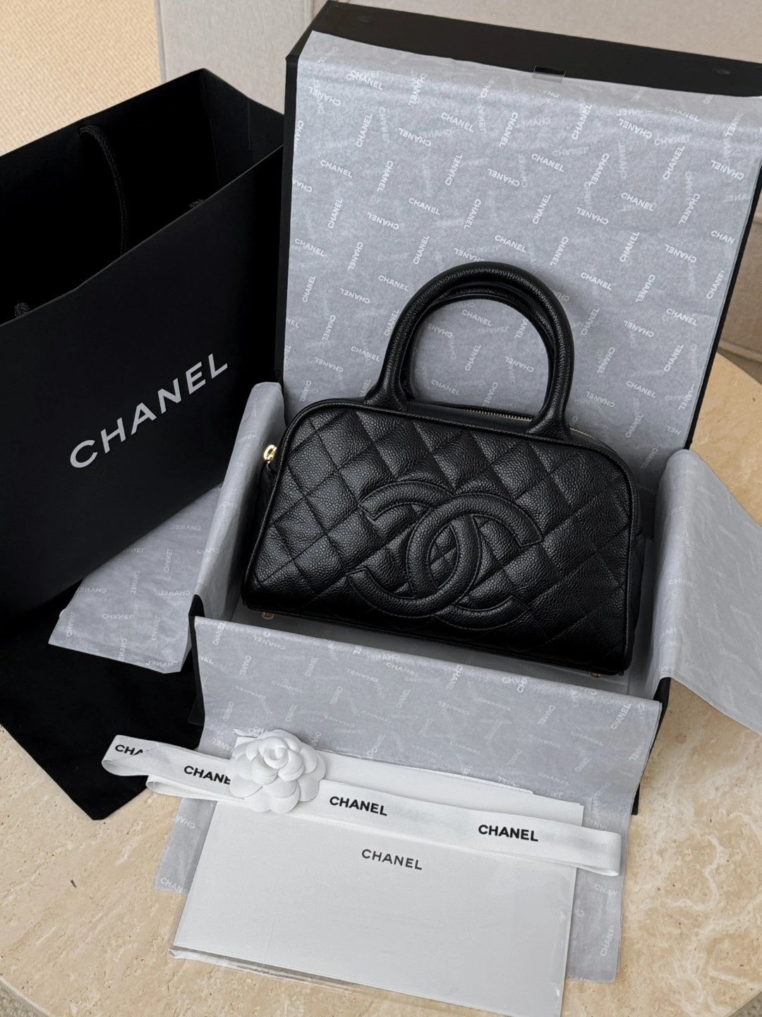 CHANEL Vintage Matelassé Mini Boston Handbag - image 11