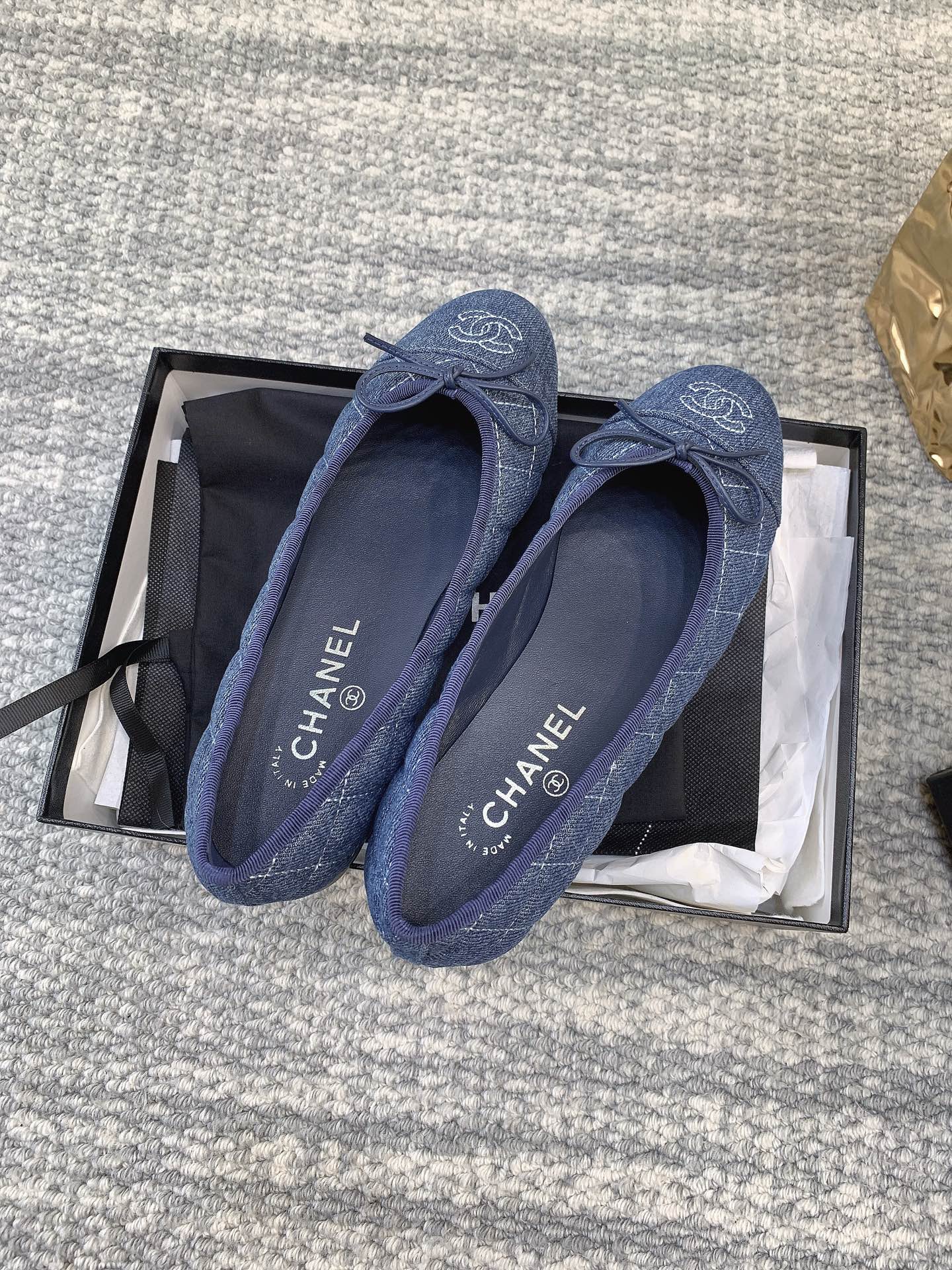 CHANEL Ballet flats Washed Denim Blue - image 4