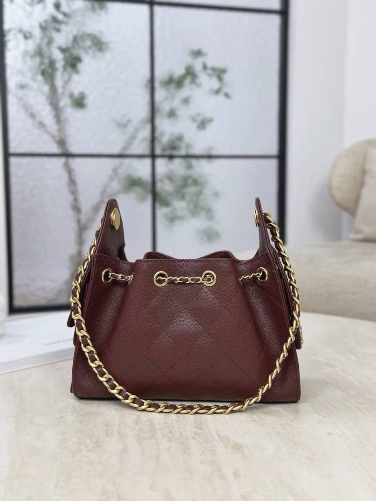 CHANEL 25bag MINI Burgundy Calfskin Gold Hardware - image 5