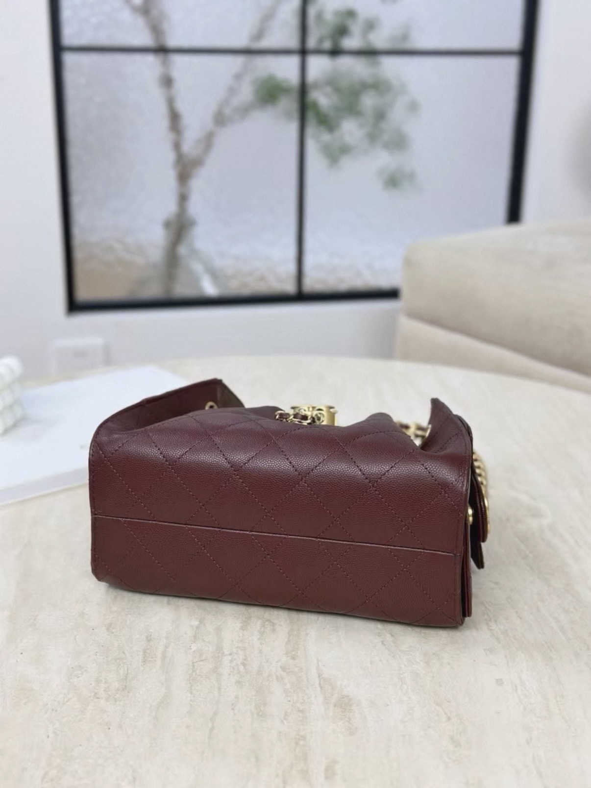 CHANEL 25bag MINI Burgundy Calfskin Gold Hardware - image 6