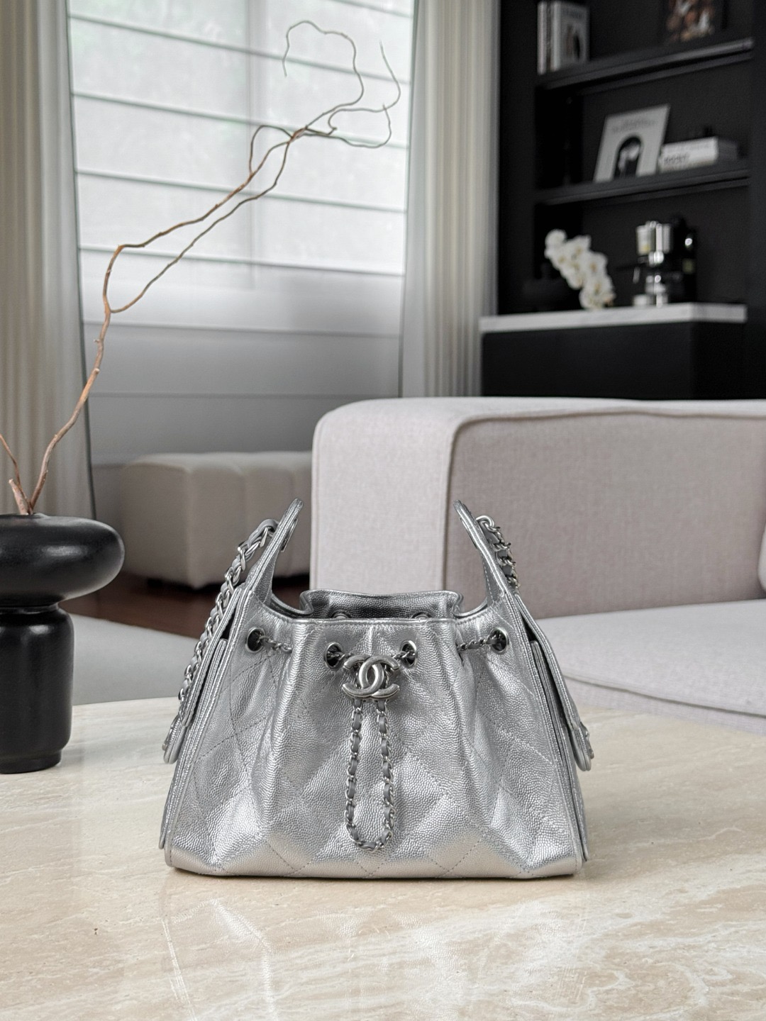 CHANEL 25Bag Calfskin in Light Metallie Silver - image 2