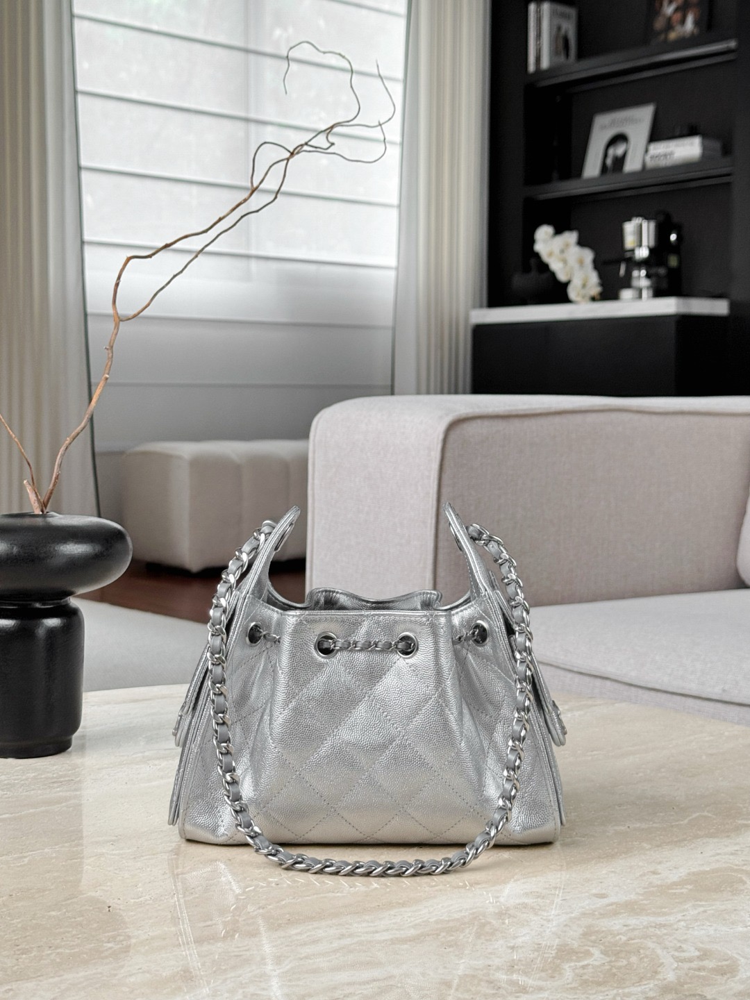 CHANEL 25Bag Calfskin in Light Metallie Silver - image 3