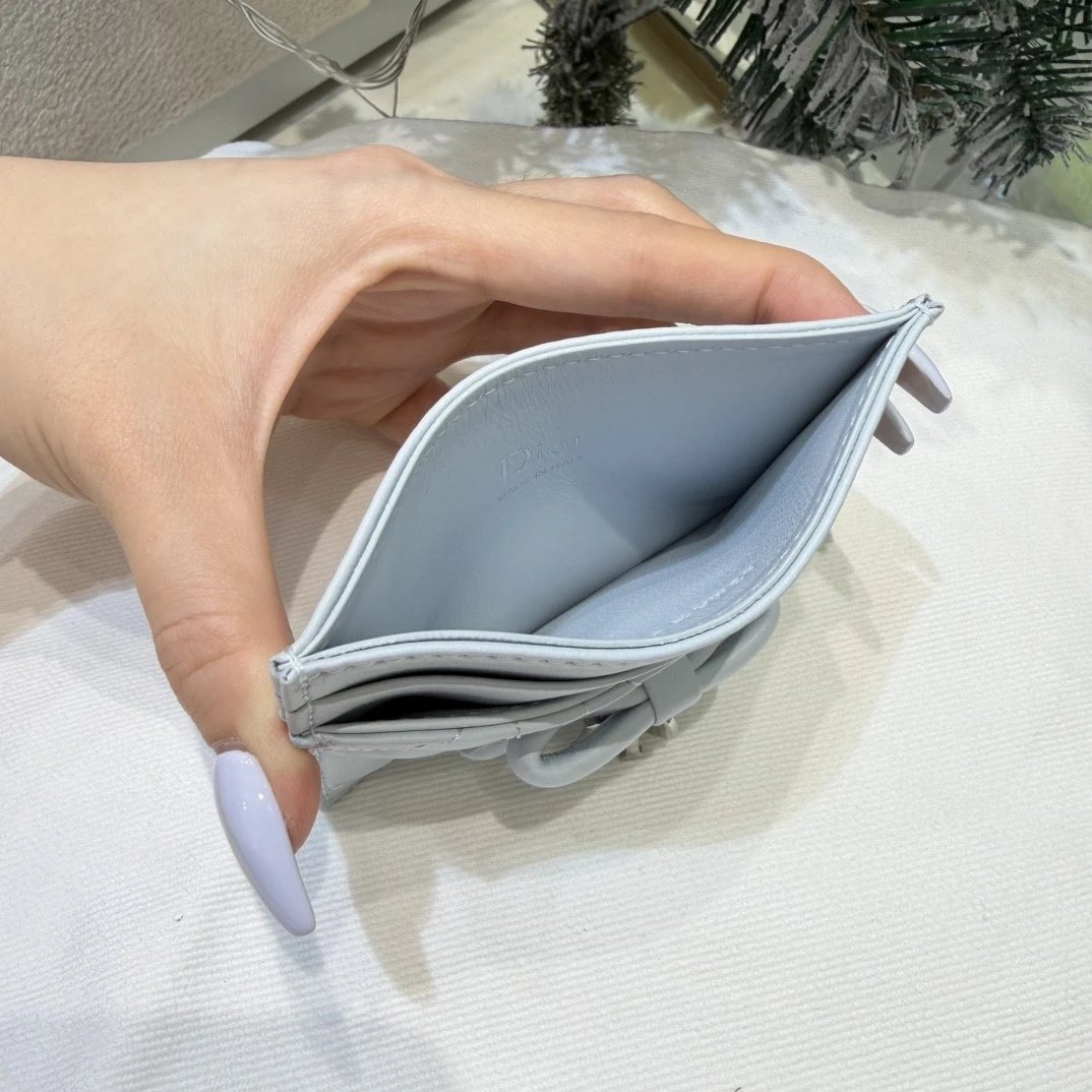 Lady Dior Freesia Card Holder Ice Blue Cannage Lambskin - image 5