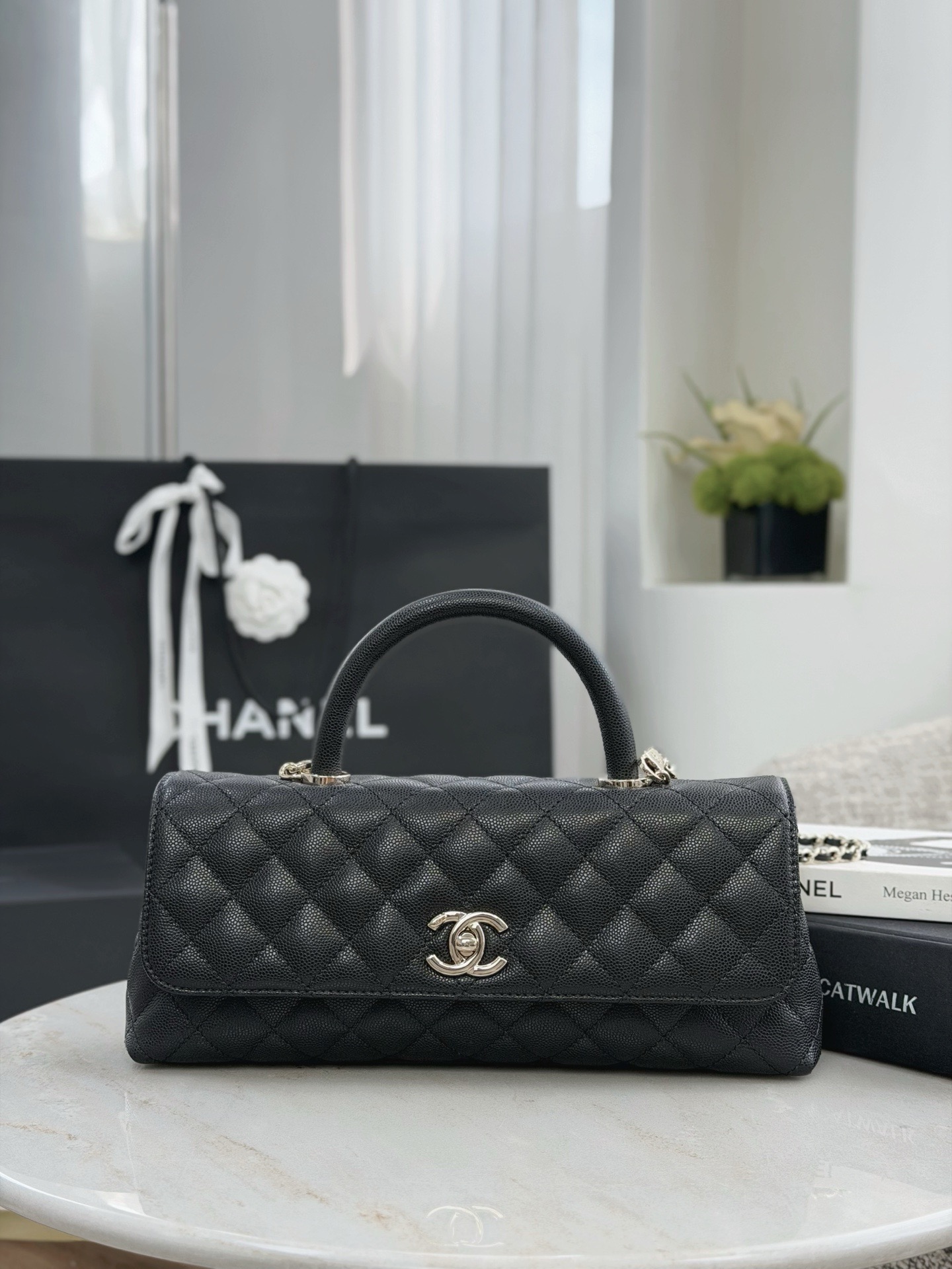 CHANEL Maxi Coco Handle Long Flap Bag Black - image 2