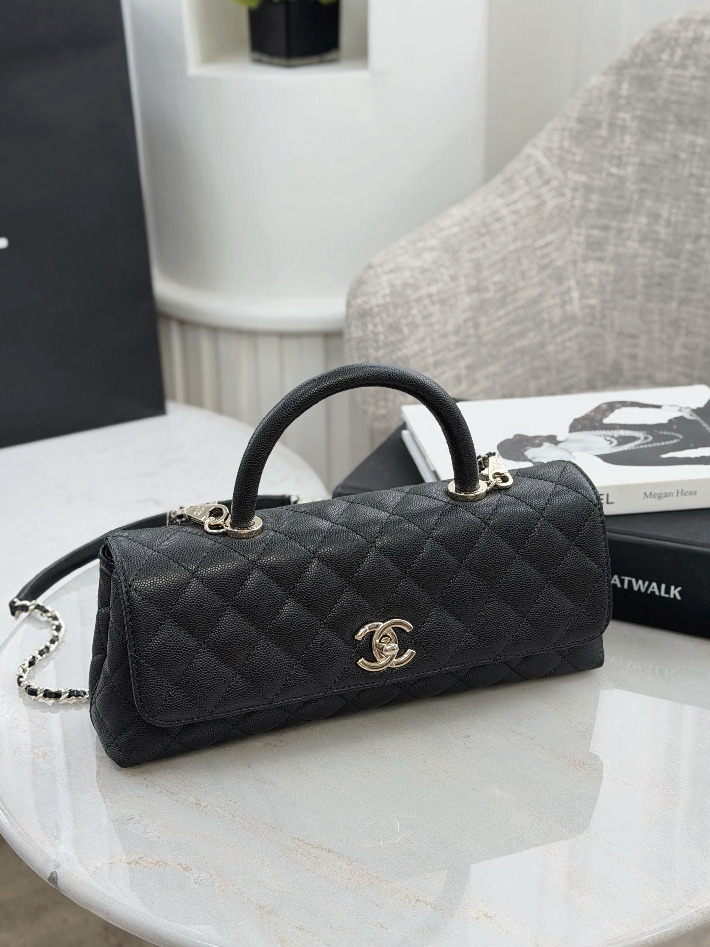 CHANEL Maxi Coco Handle Long Flap Bag Black - image 6