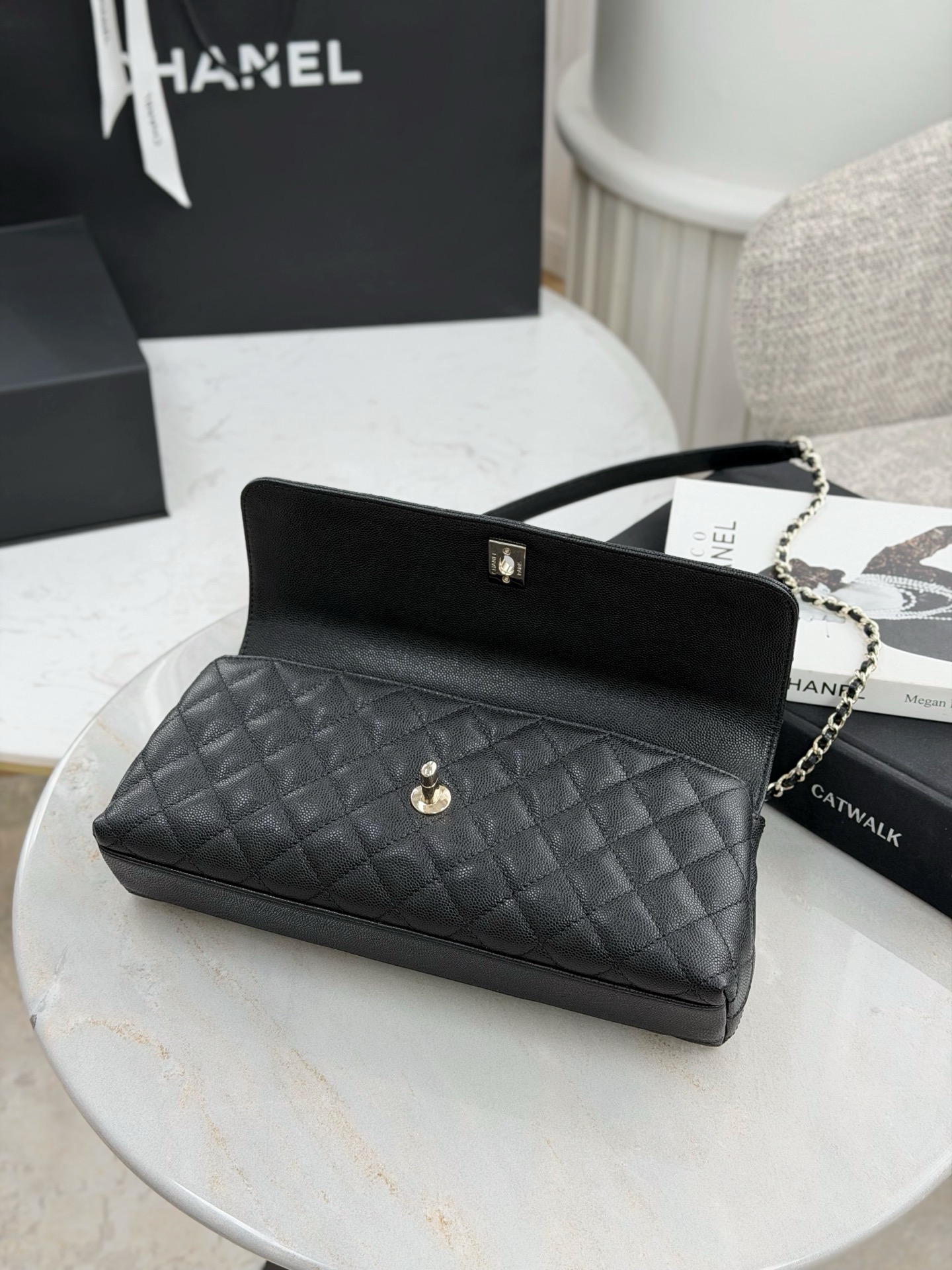 CHANEL Maxi Coco Handle Long Flap Bag Black - image 7