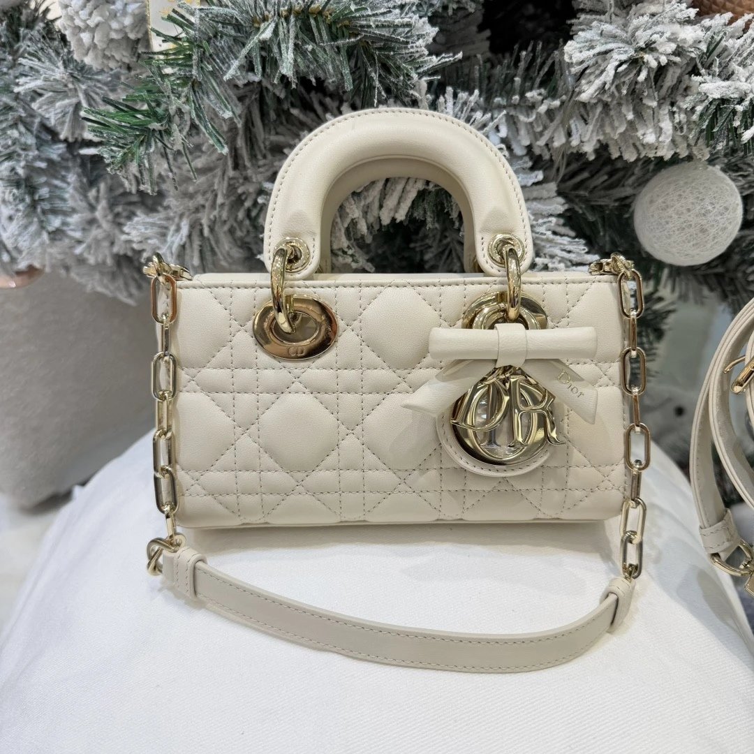 Mini Lady D-Joy Bag Craie Cannage Lambskin - image 2